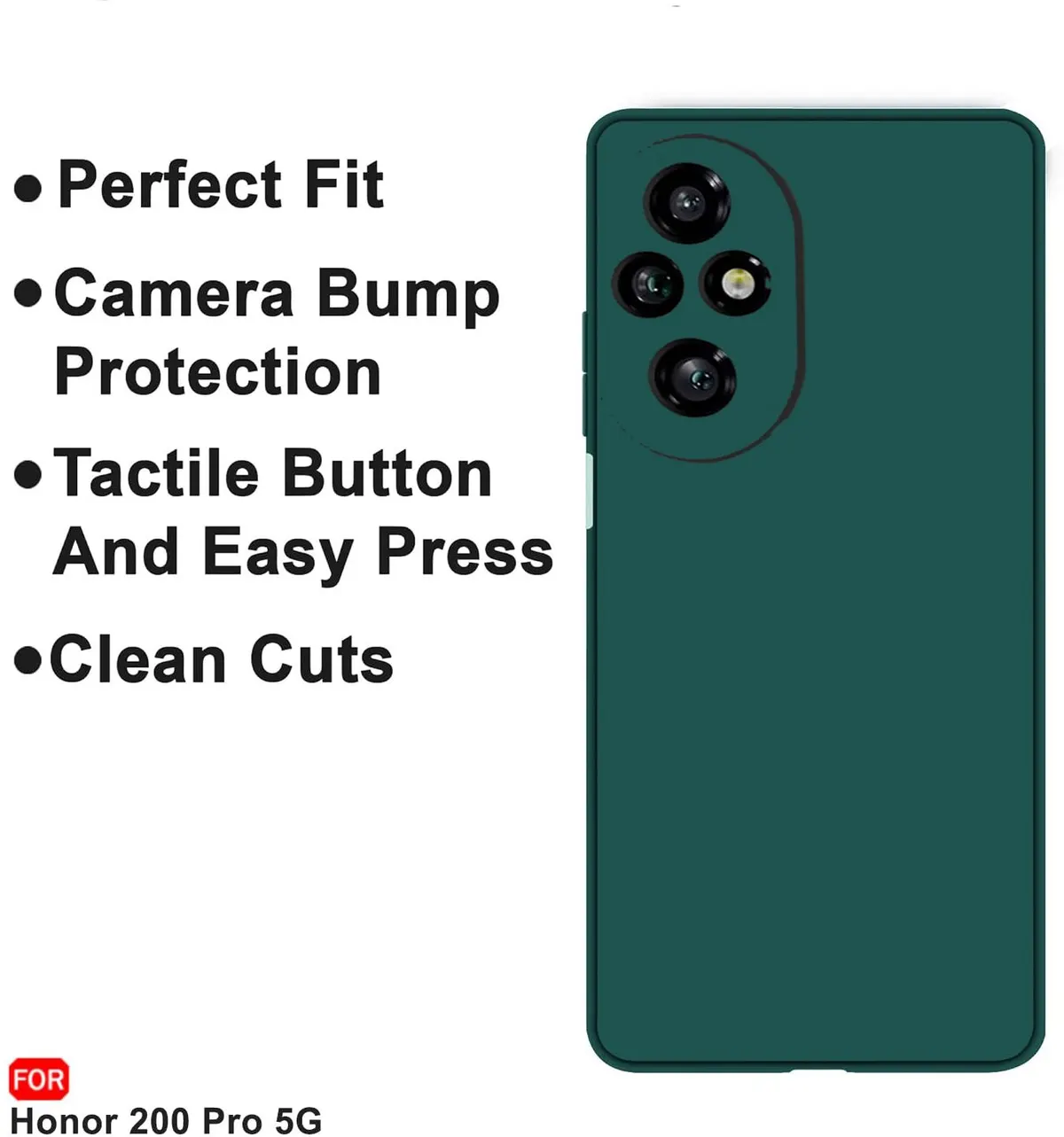 Micvir Back Cover for Honor 200 Pro 5G (Green, Dual Protection, Silicon, Pack of: 1) — image 4 of 5