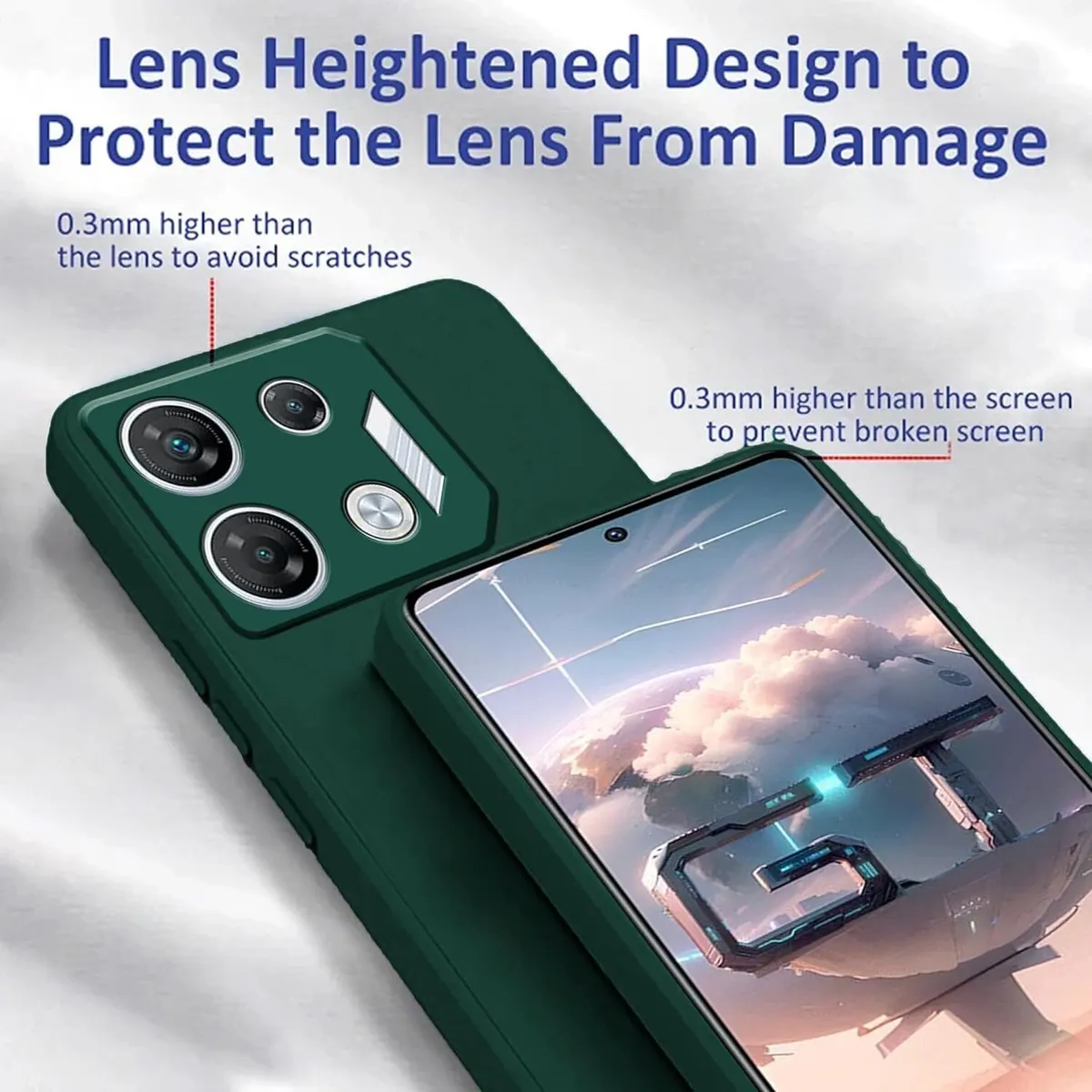 Micvir Back Cover for Infinix GT10 Pro (Green, Dual Protection, Silicon, Pack of: 1) — image 2 of 5