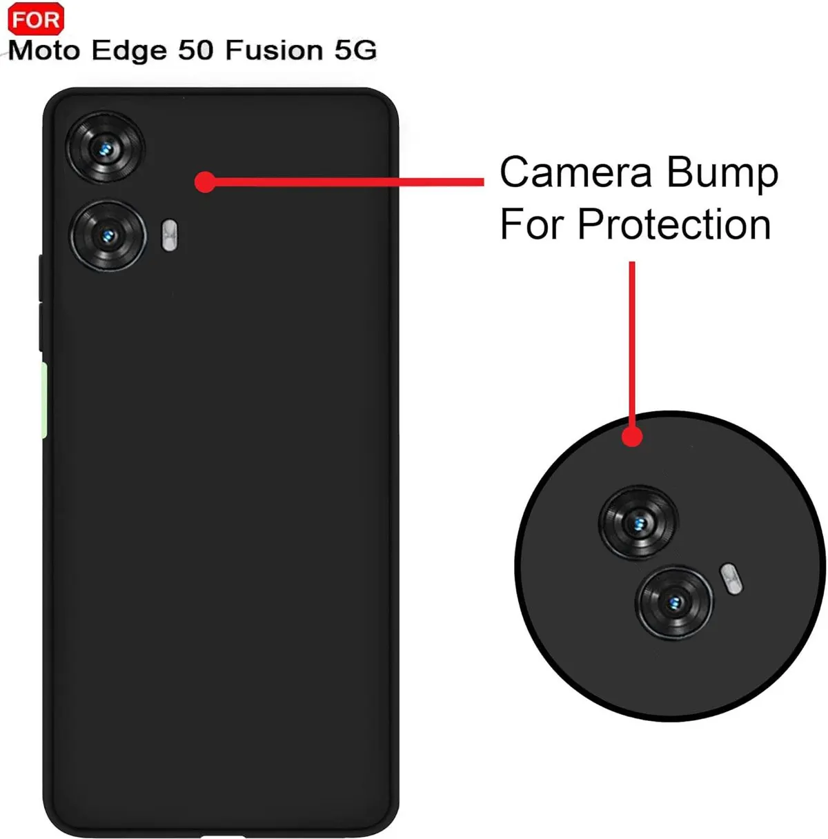Micvir Back Cover for MOTOROLA Edge 50 Fusion (Black, Dual Protection, Silicon, Pack of: 1) — image 2 of 5