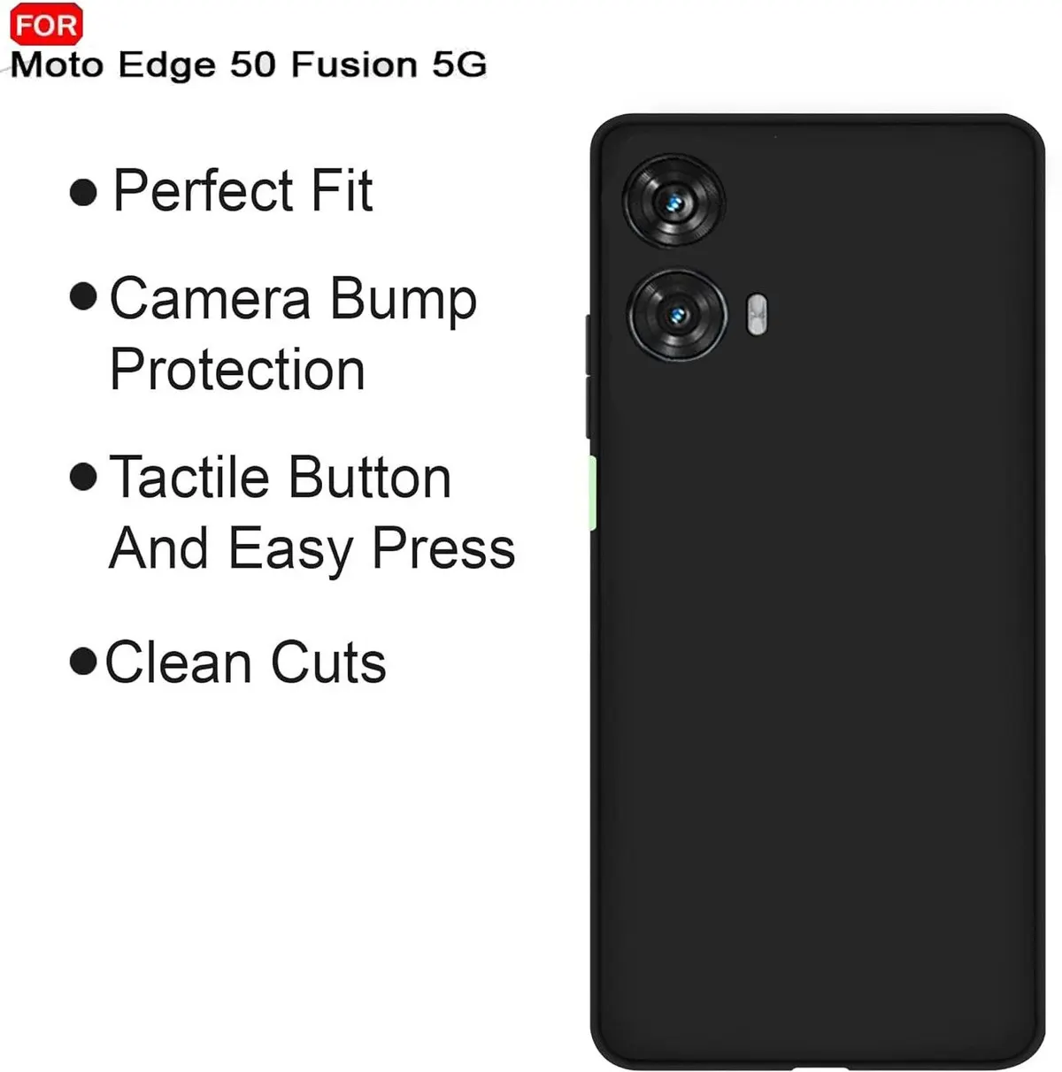 Micvir Back Cover for MOTOROLA Edge 50 Fusion (Black, Dual Protection, Silicon, Pack of: 1) — image 4 of 5