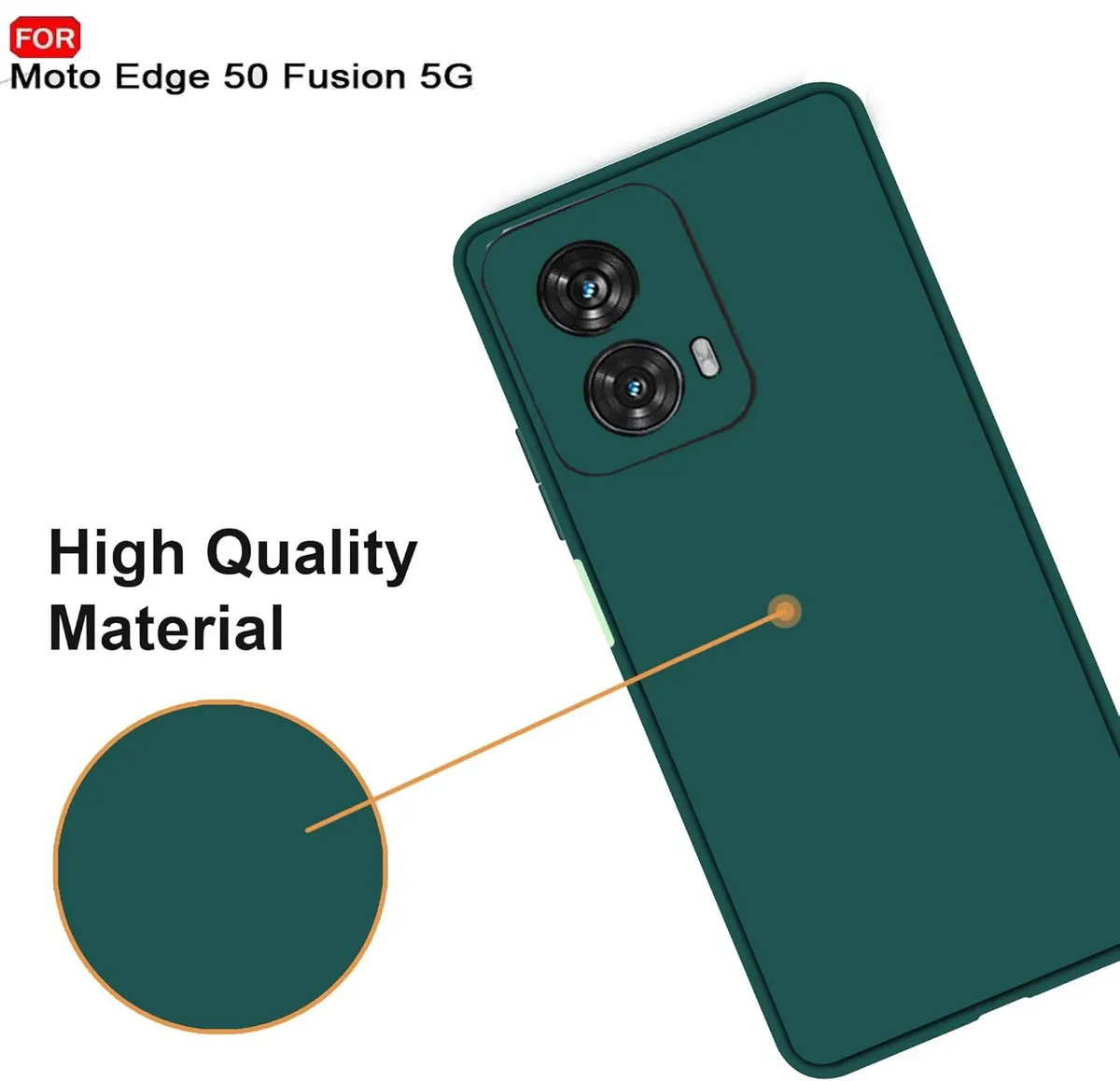 Micvir Back Cover for MOTOROLA Edge 50 Fusion (Green, Dual Protection, Silicon, Pack of: 1) — image 3 of 5