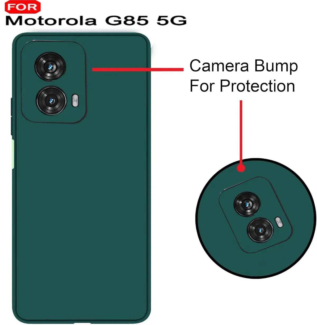 Micvir Back Cover for MOTOROLA G85 5G (Green, Dual Protection, Silicon, Pack of: 1) — image 2 of 5