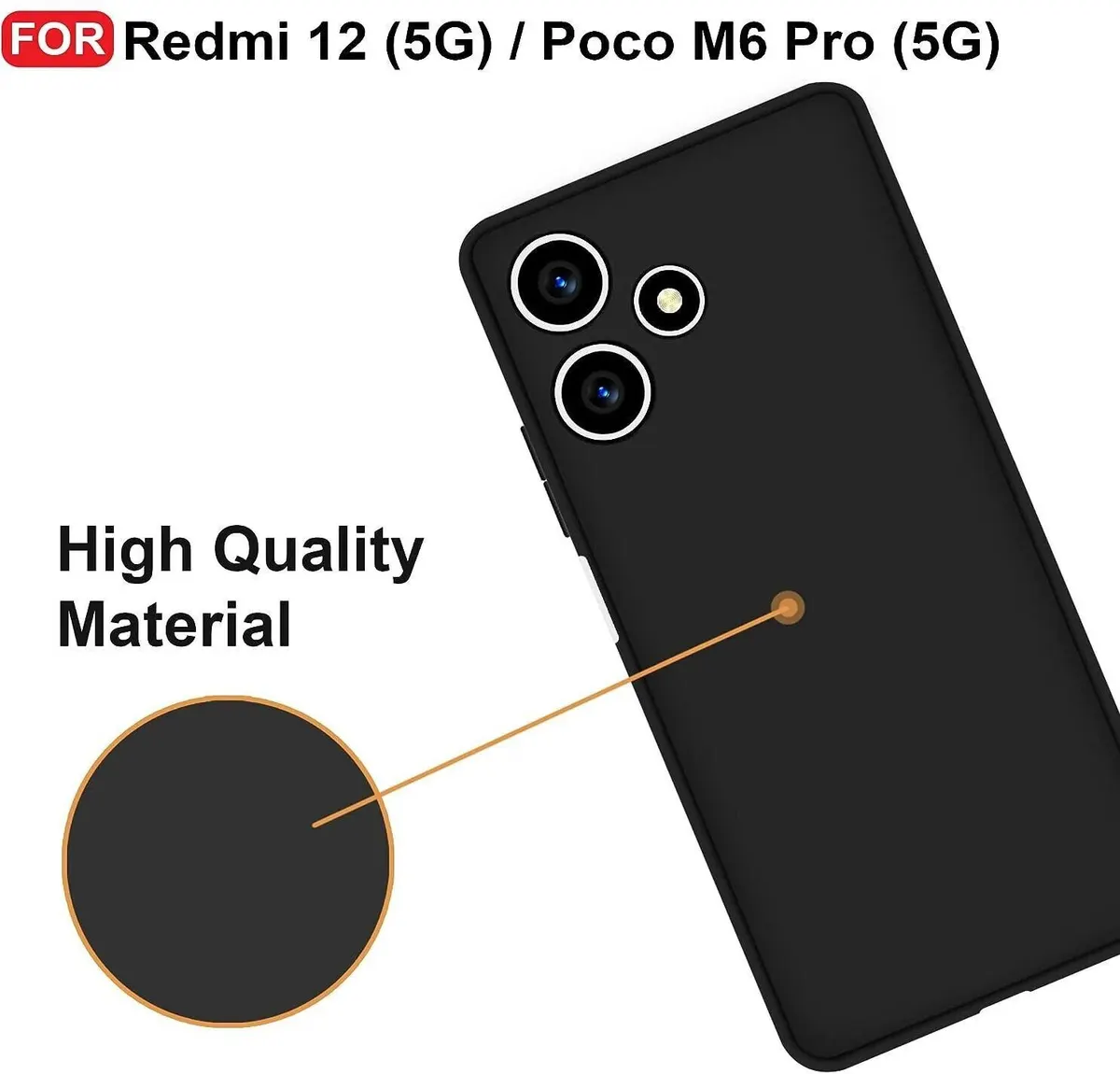 Micvir Back Cover for Redmi 12 5G (Black, Dual Protection, Silicon, Pack of: 1) — image 3 of 5