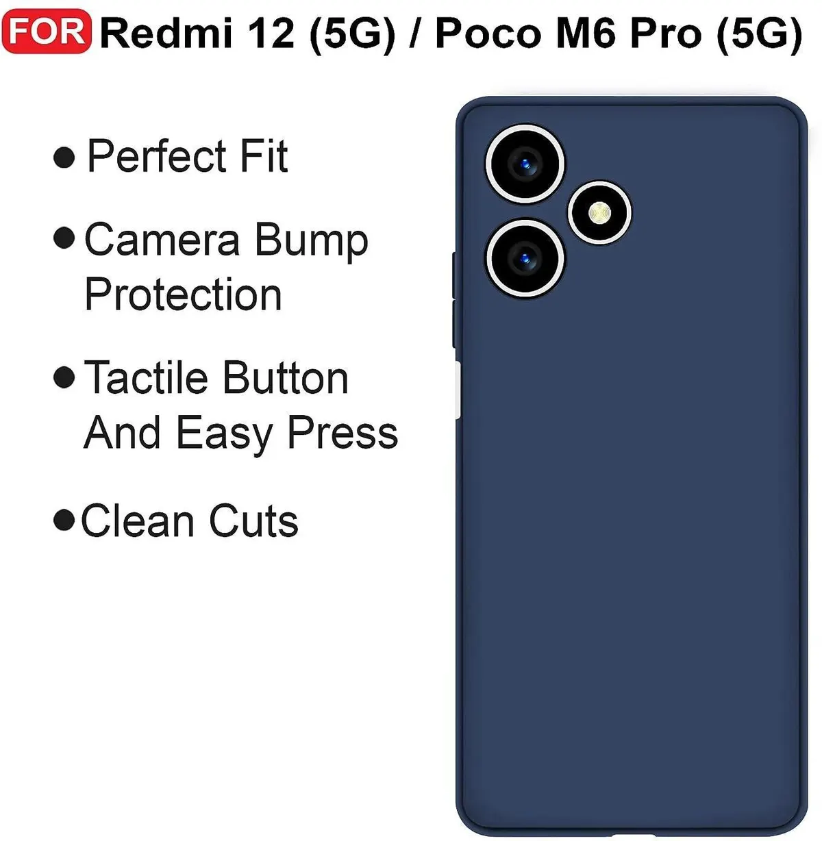 Micvir Back Cover for Redmi 12 5G (Blue, Dual Protection, Silicon, Pack of: 1) — image 4 of 5