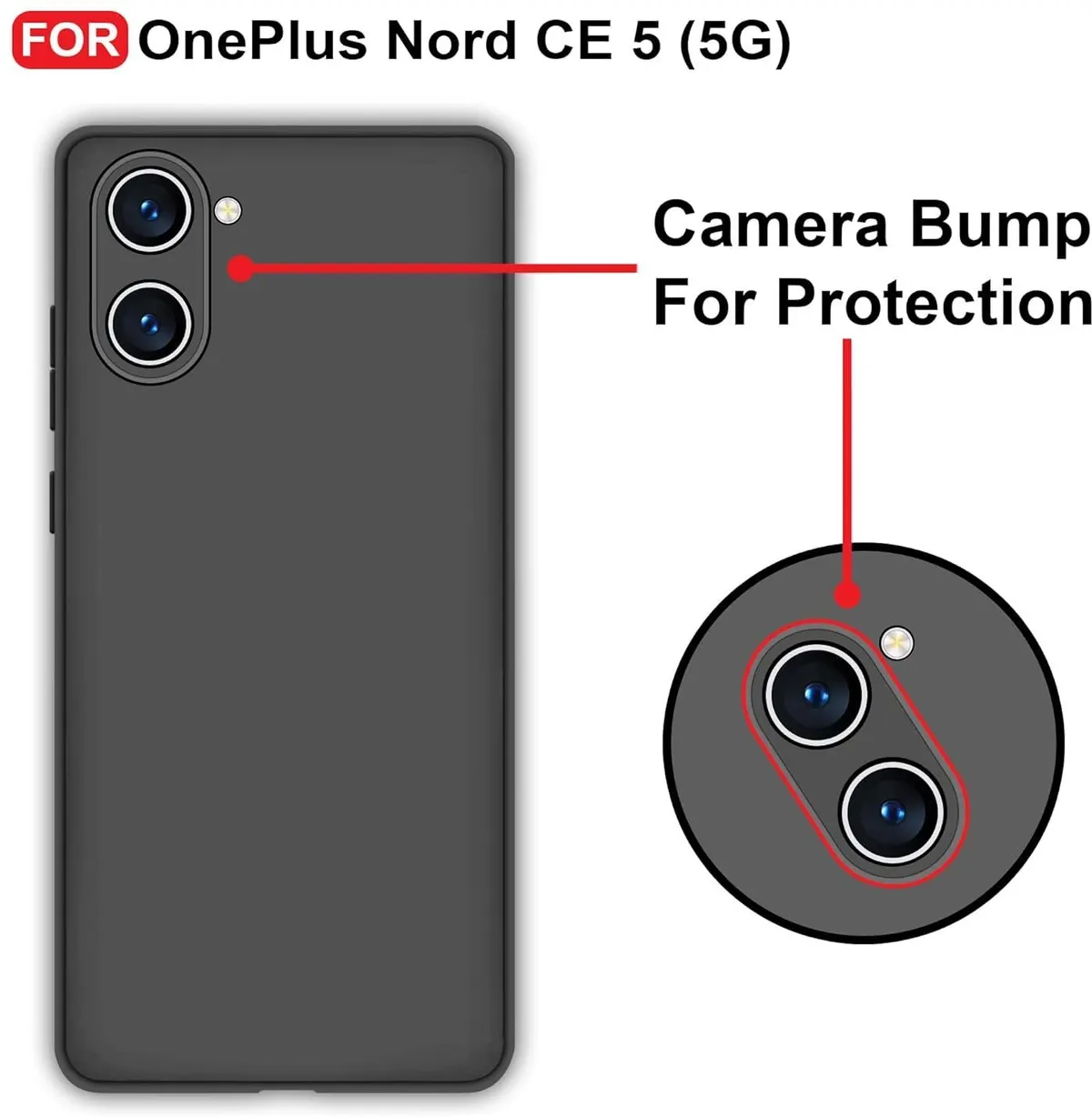 Micvir Back Cover for OnePlus Nord CE 5 (Black, Dual Protection, Silicon, Pack of: 1) — image 3 of 5