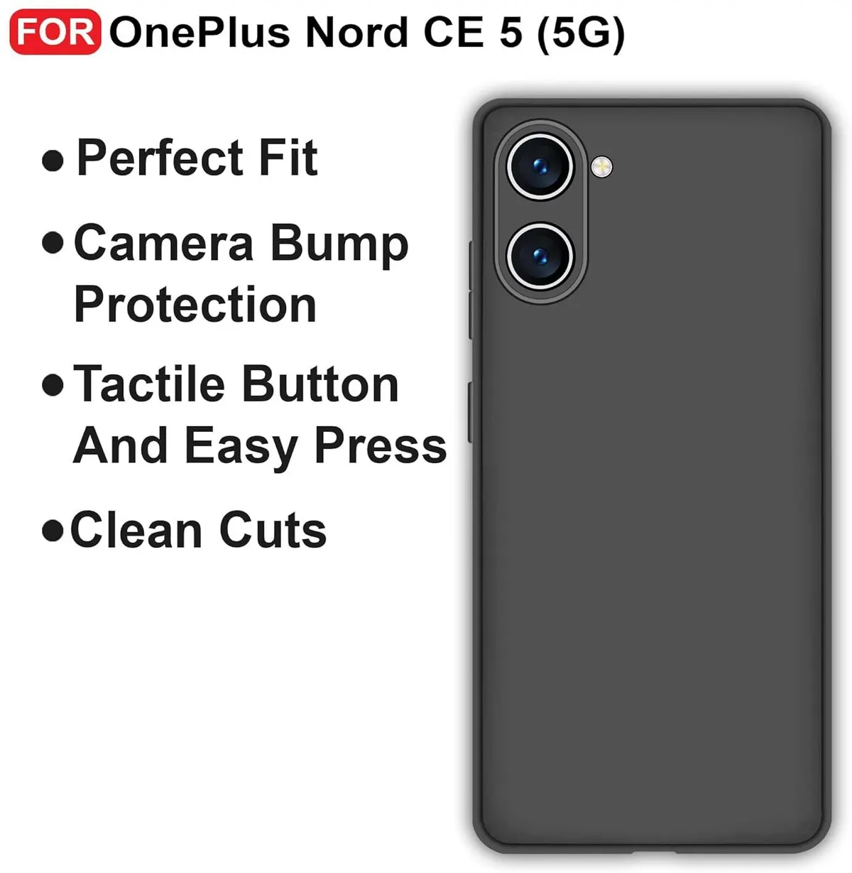 Micvir Back Cover for OnePlus Nord CE 5 (Black, Dual Protection, Silicon, Pack of: 1) — image 4 of 5