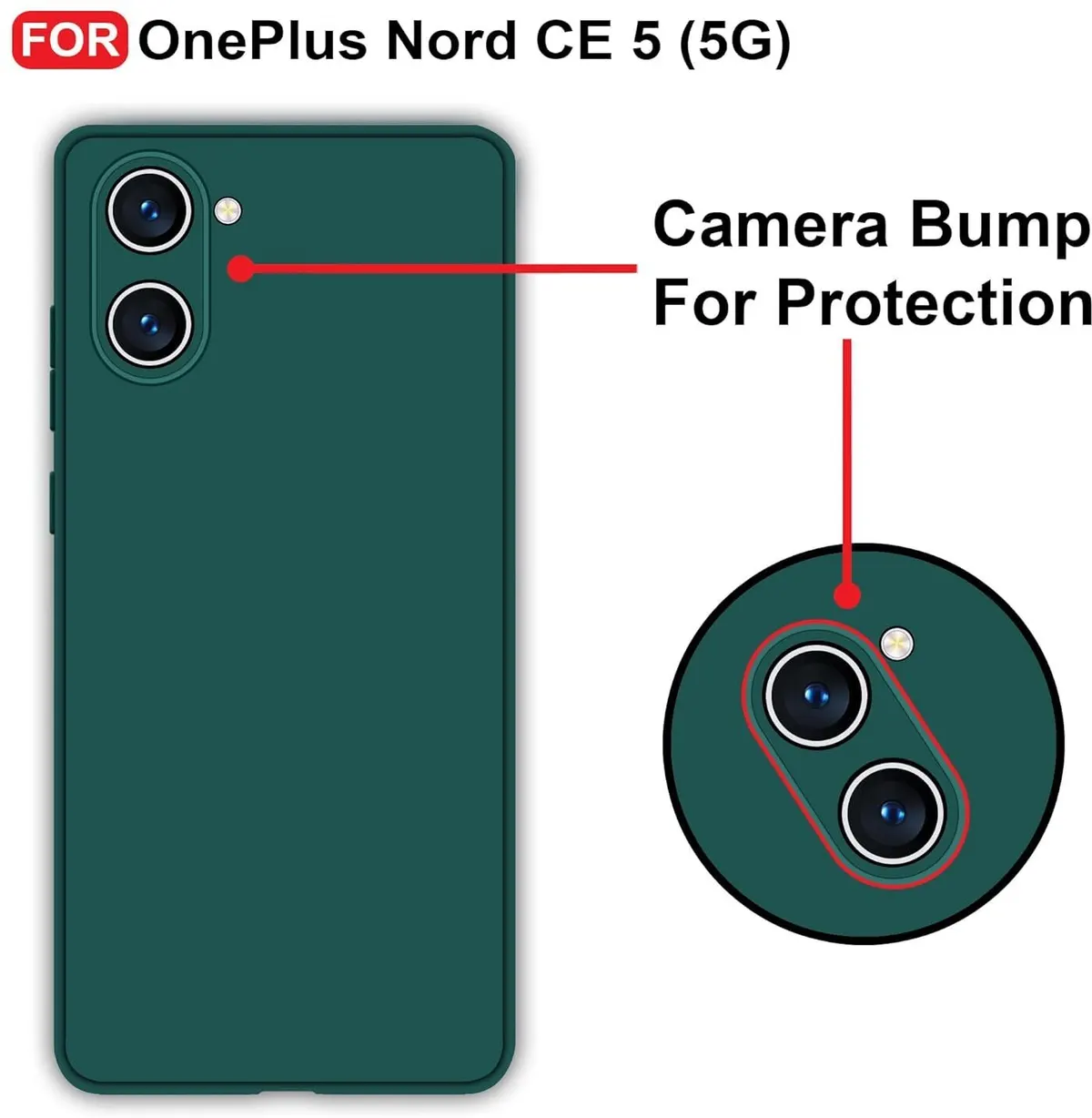Micvir Back Cover for OnePlus Nord CE 5 (Green, Dual Protection, Silicon, Pack of: 1) — image 3 of 5
