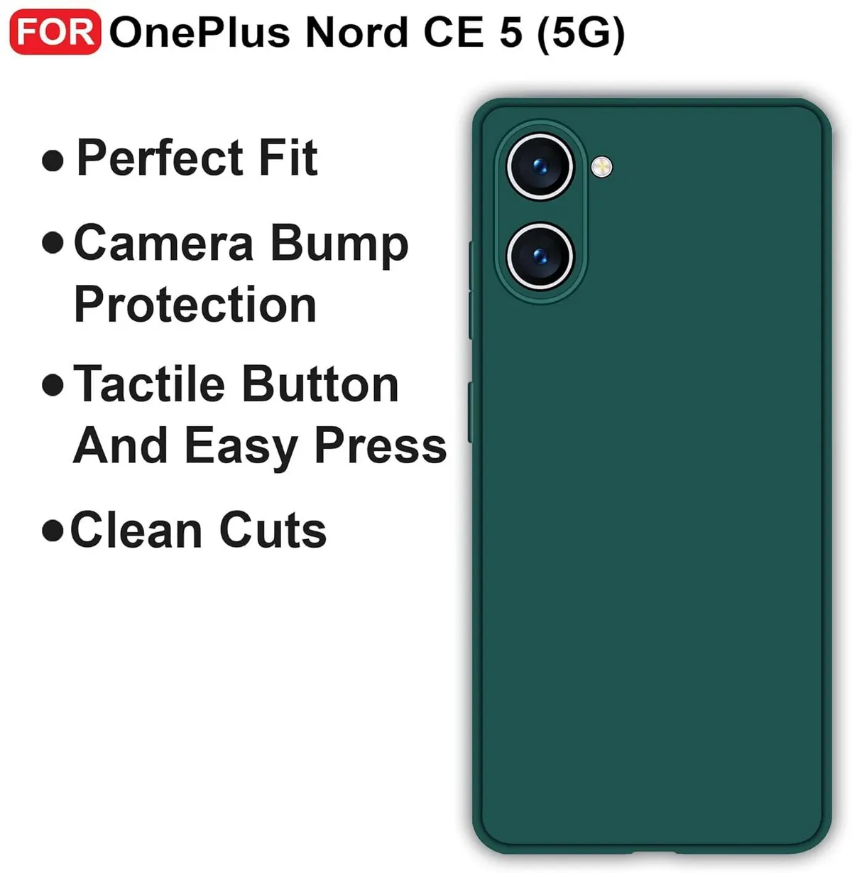 Micvir Back Cover for OnePlus Nord CE 5 (Green, Dual Protection, Silicon, Pack of: 1) — image 4 of 5