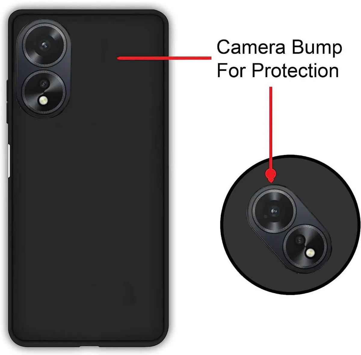 Xolia Back Cover for OPPO A18 (Black, Dual Protection, Silicon, Pack of: 1) — image 2 of 5