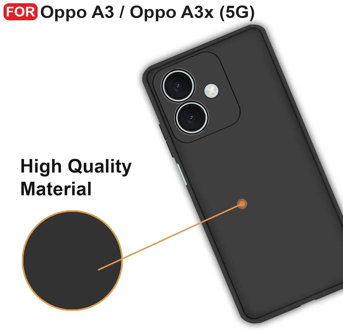 Micvir Back Cover for REDMI A3X (Black, Dual Protection, Silicon, Pack of: 1) — image 2 of 5