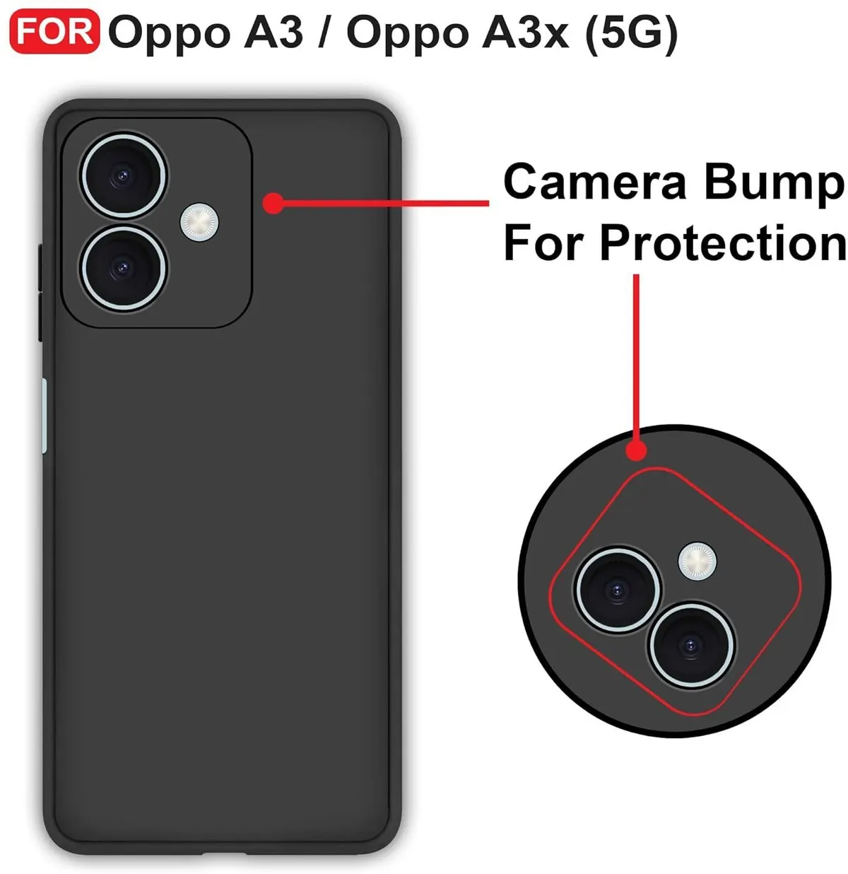 Micvir Back Cover for REDMI A3X (Black, Dual Protection, Silicon, Pack of: 1) — image 3 of 5