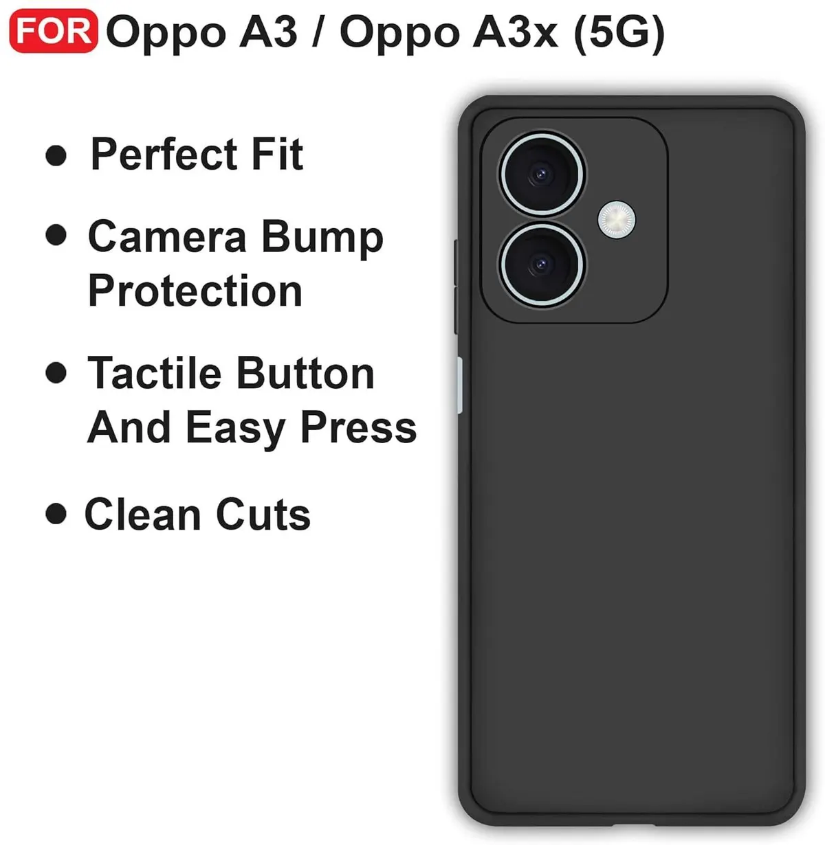 Micvir Back Cover for REDMI A3X (Black, Dual Protection, Silicon, Pack of: 1) — image 4 of 5