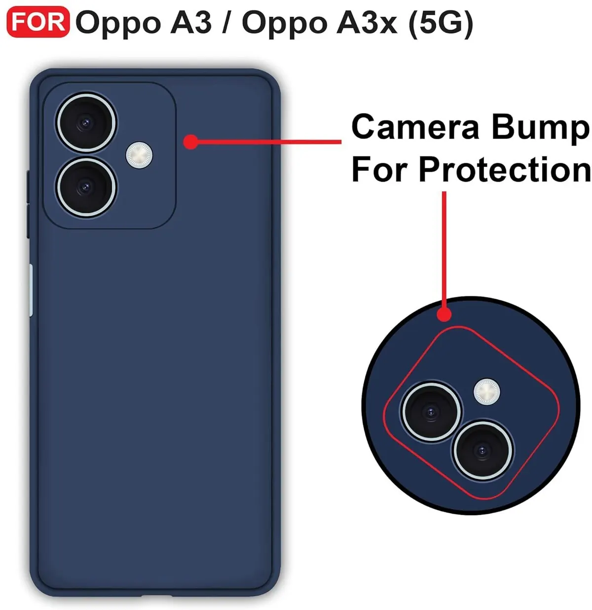 Micvir Back Cover for REDMI A3X (Blue, Dual Protection, Silicon, Pack of: 1) — image 3 of 5