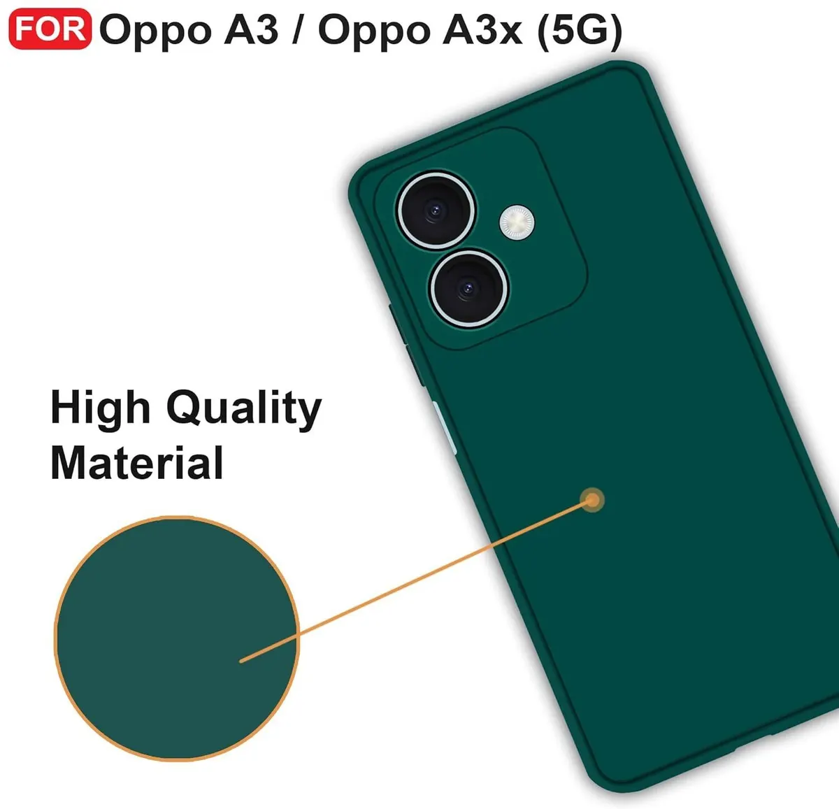 Micvir Back Cover for REDMI A3X (Green, Dual Protection, Silicon, Pack of: 1) — image 2 of 5