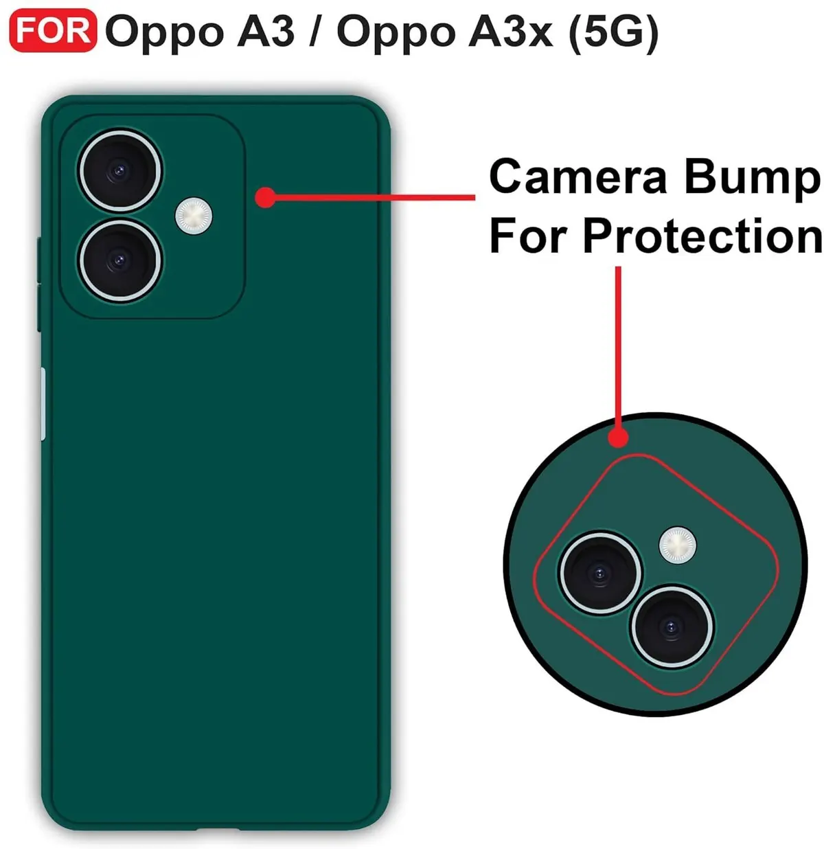 Micvir Back Cover for REDMI A3X (Green, Dual Protection, Silicon, Pack of: 1) — image 3 of 5