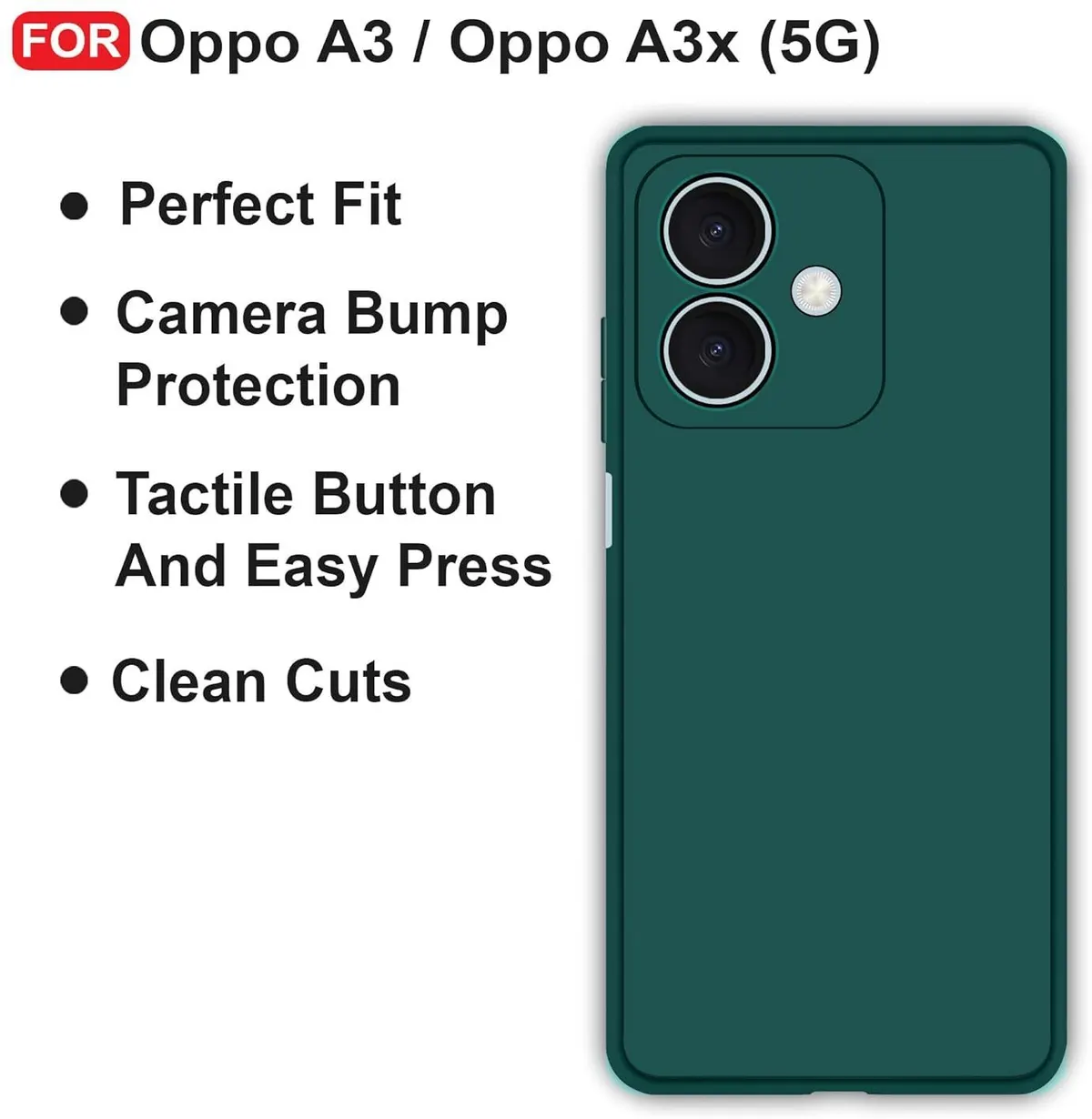 Micvir Back Cover for REDMI A3X (Green, Dual Protection, Silicon, Pack of: 1) — image 4 of 5