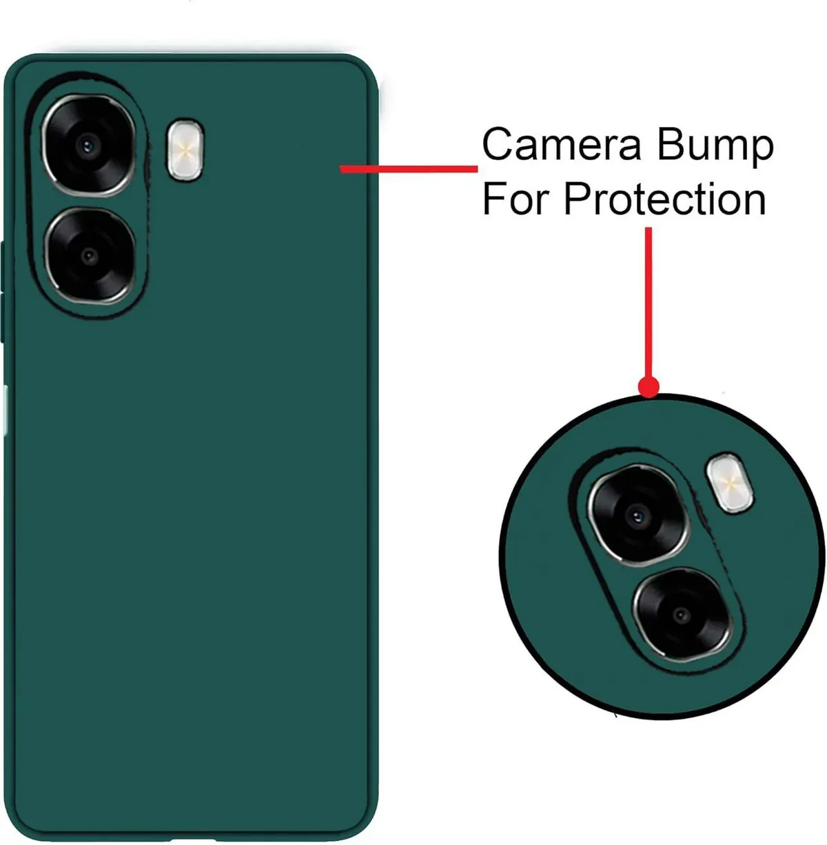 Xolia Back Cover for Oppo A6x 5G (Green, Dual Protection, Silicon, Pack of: 1) — image 2 of 5