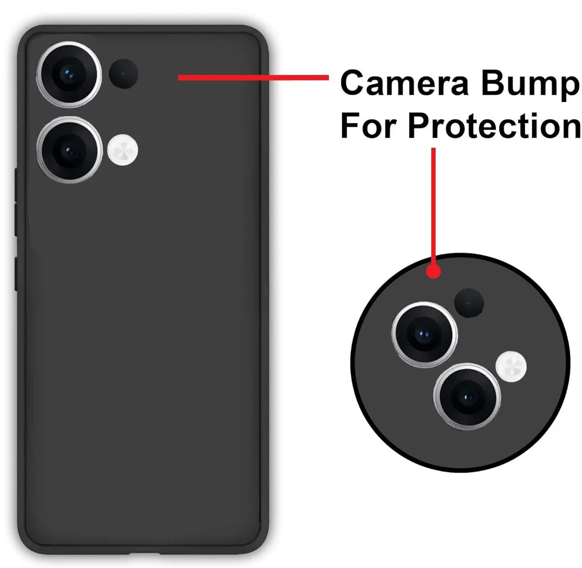 Micvir Back Cover for Oppo Reno 13 5G (Black, Dual Protection, Silicon, Pack of: 1) — image 2 of 5