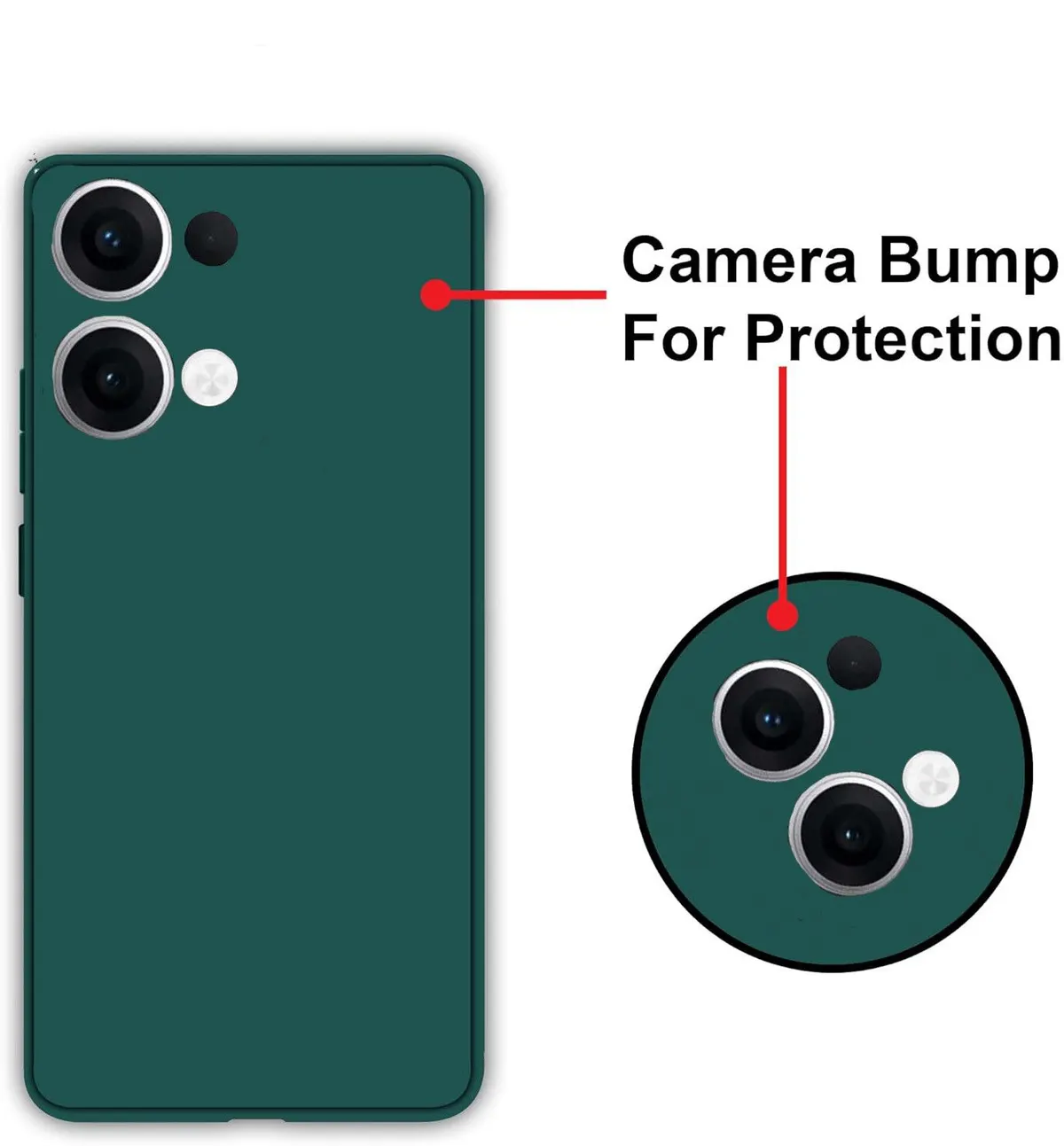 Micvir Back Cover for Oppo Reno 13 5G (Green, Dual Protection, Silicon, Pack of: 1) — image 2 of 5