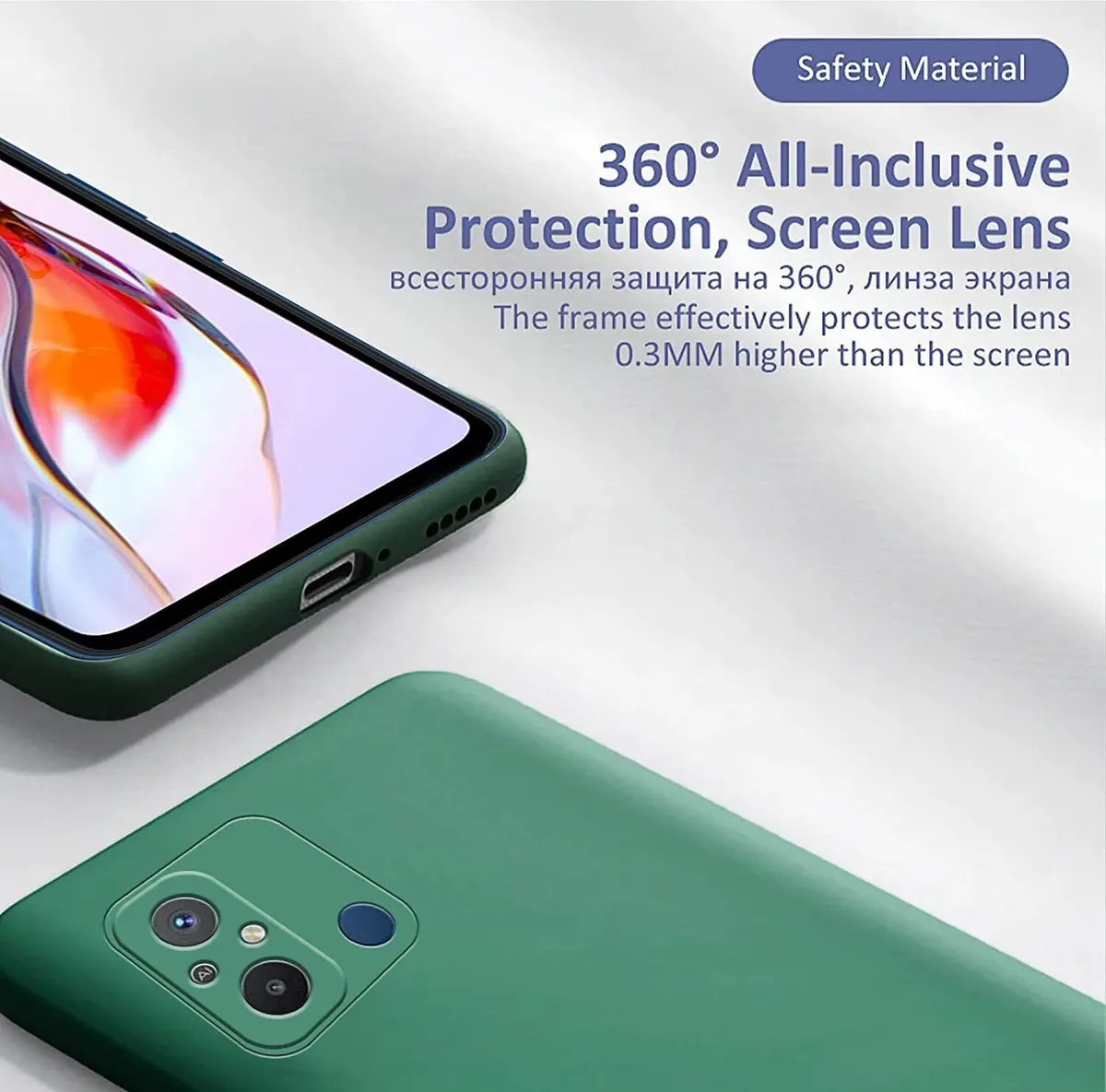 Micvir Back Cover for POCO C55 (Green, Dual Protection, Silicon, Pack of: 1) — image 4 of 5