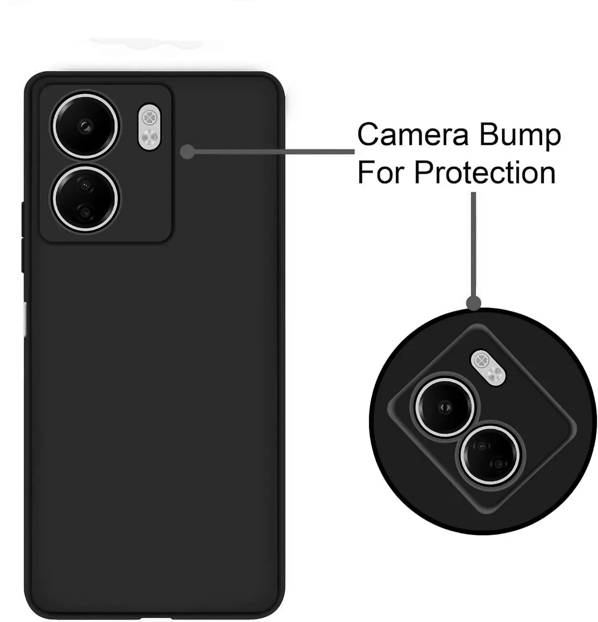 Micvir Back Cover for POCO C65 5G (Black, Dual Protection, Silicon, Pack of: 1) — image 2 of 5