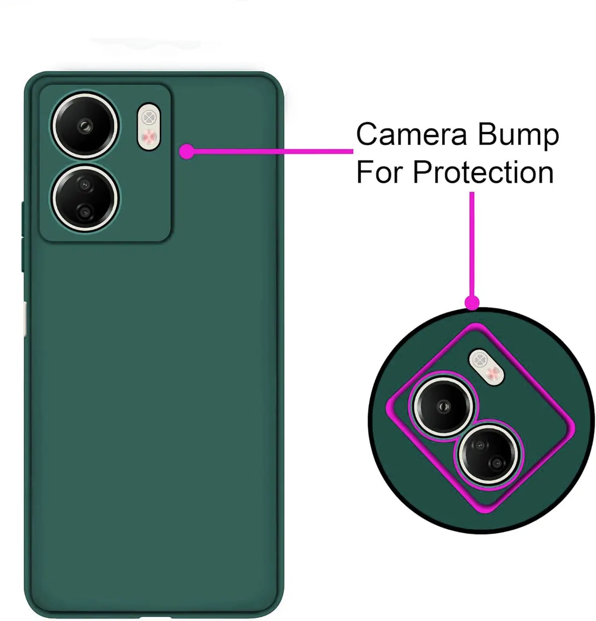 Micvir Back Cover for POCO C65 5G (Green, Dual Protection, Silicon, Pack of: 1) — image 3 of 5