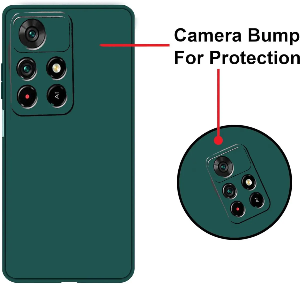 Micvir Back Cover for Poco M4 Pro 5G (Green, Dual Protection, Silicon, Pack of: 1) — image 3 of 5