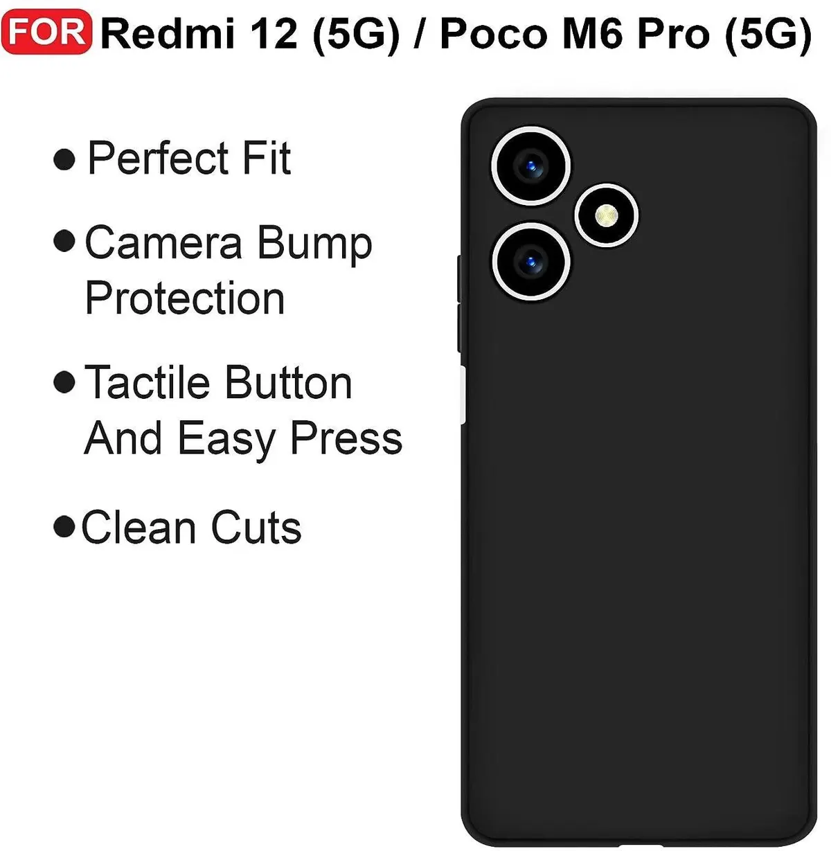 Micvir Back Cover for Poco M6 Pro 5G (Black, Dual Protection, Silicon, Pack of: 1) — image 4 of 5