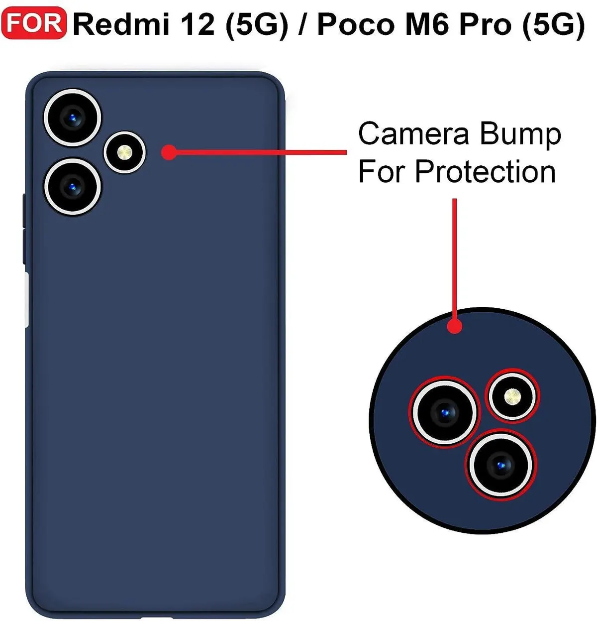 Micvir Back Cover for Poco M6 Pro 5G (Blue, Dual Protection, Silicon, Pack of: 1) — image 2 of 5