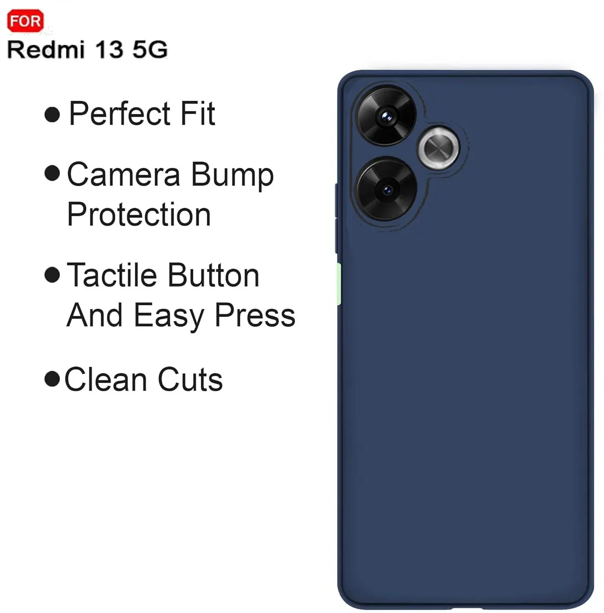 Micvir Back Cover for Redmi 13 5G (Blue, Dual Protection, Silicon, Pack of: 1) — image 4 of 5
