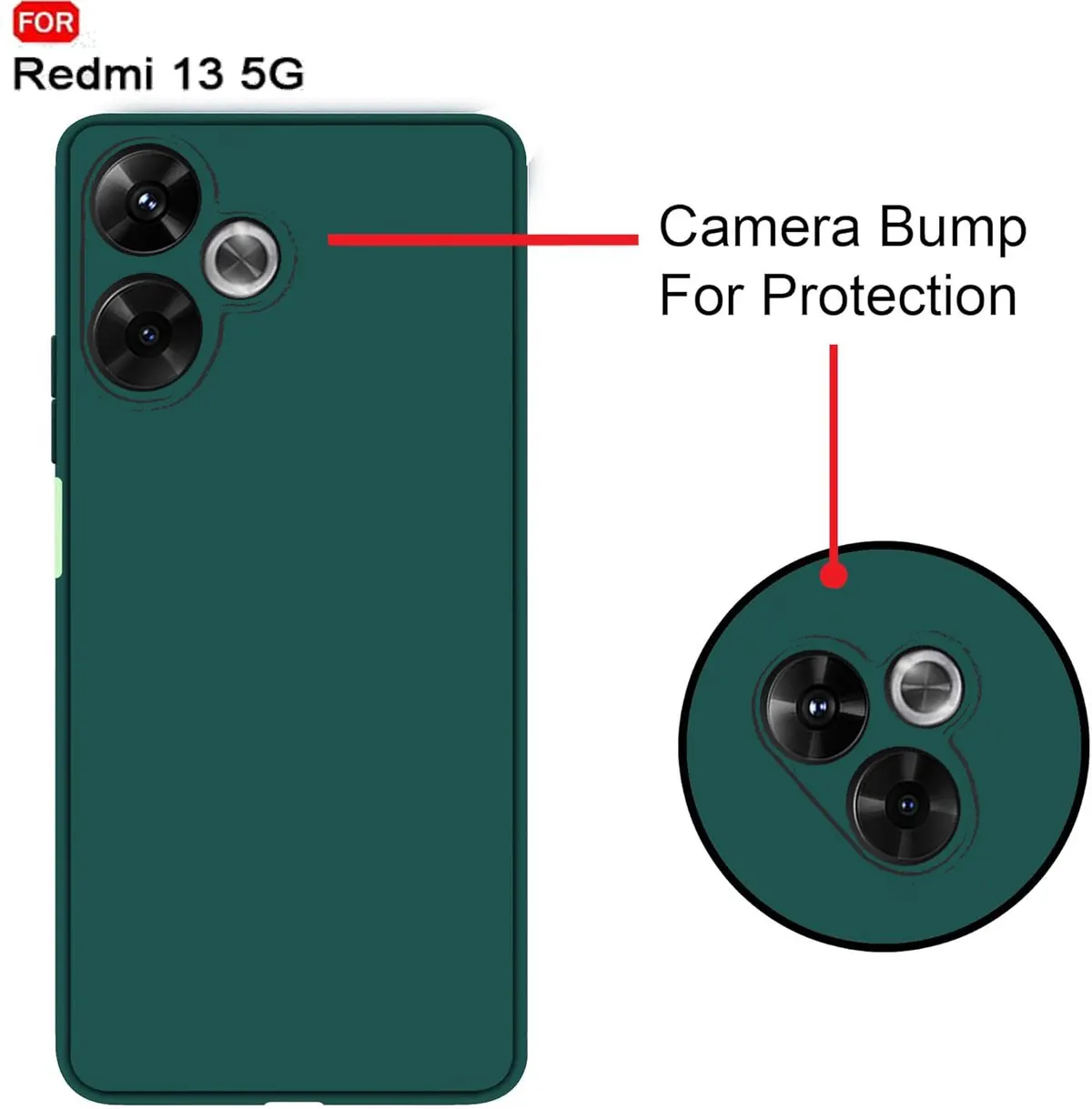 Micvir Back Cover for realme 13 5G (Green, Dual Protection, Silicon, Pack of: 1) — image 2 of 5