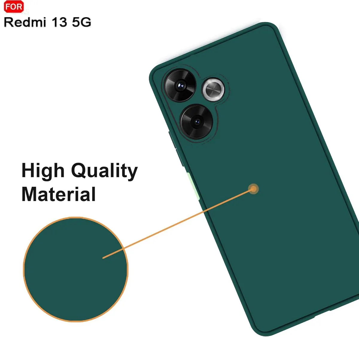 Micvir Back Cover for realme 13 5G (Green, Dual Protection, Silicon, Pack of: 1) — image 3 of 5