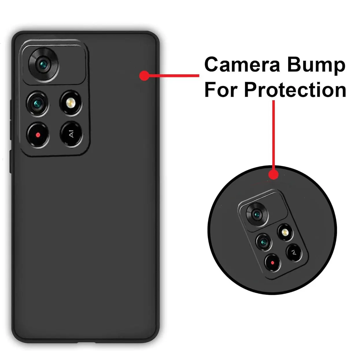 Micvir Back Cover for Redmi Note 11T 5G (Black, Dual Protection, Silicon, Pack of: 1) — image 3 of 5