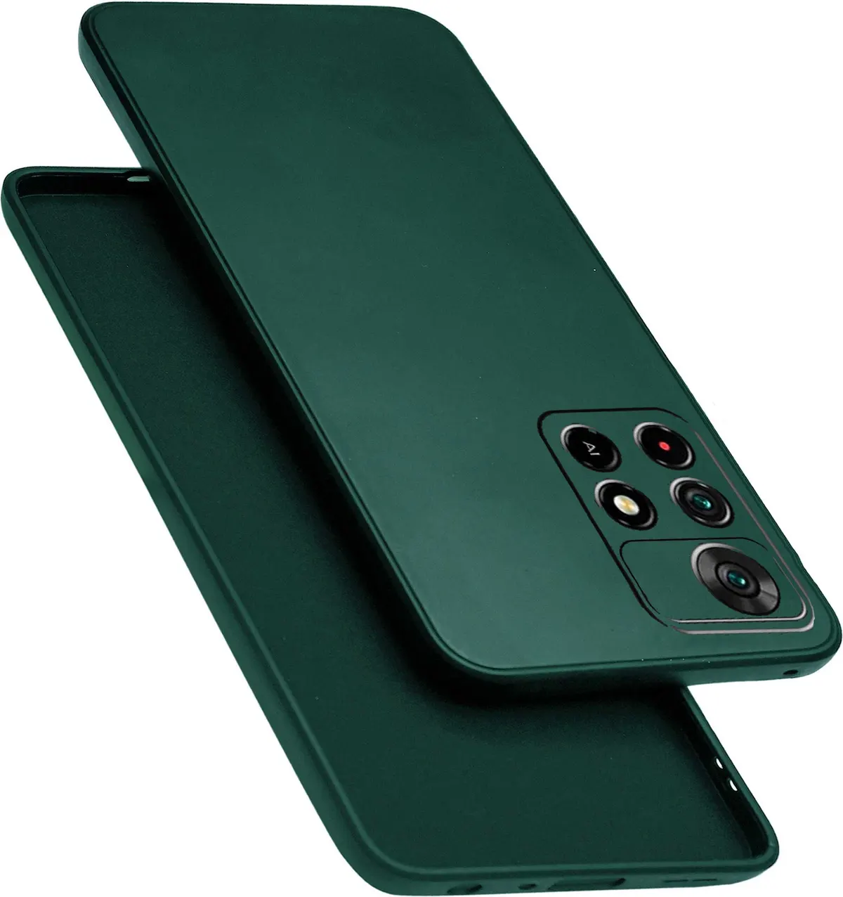 Micvir Back Cover for Redmi Note 11T 5G (Green, Dual Protection, Silicon, Pack of: 1)