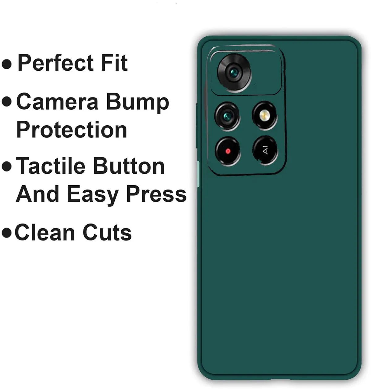 Micvir Back Cover for Redmi Note 11T 5G (Green, Dual Protection, Silicon, Pack of: 1) — image 4 of 5