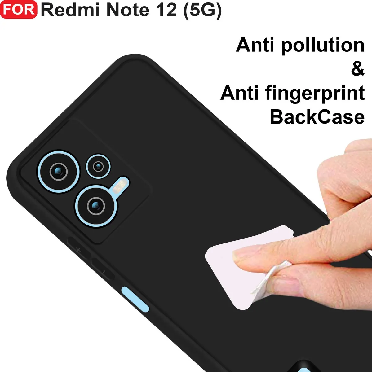 Micvir Back Cover for Redmi Note 12 5G (Black, Dual Protection, Silicon, Pack of: 1) — image 2 of 5