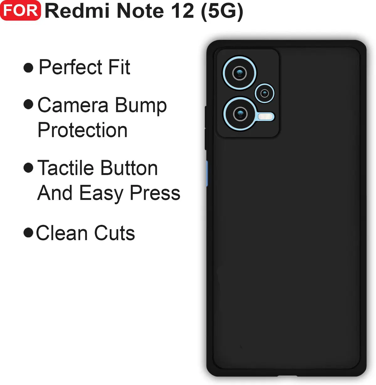 Micvir Back Cover for Redmi Note 12 5G (Black, Dual Protection, Silicon, Pack of: 1) — image 4 of 5