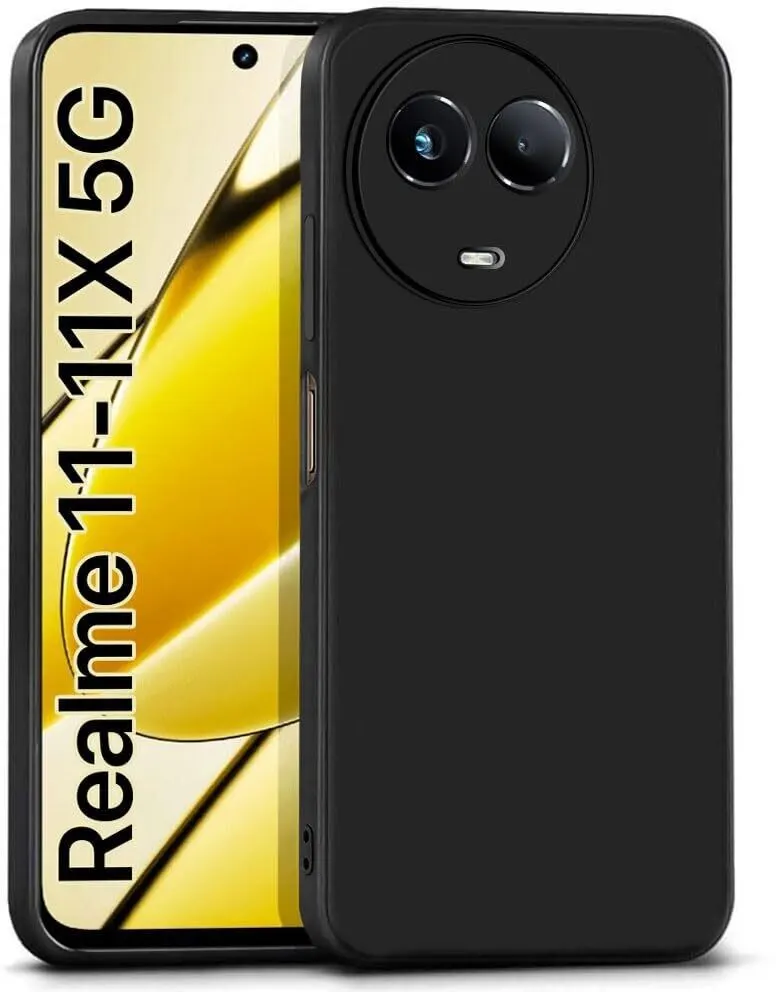 Micvir Back Cover for Realme 11 5G (Black, Dual Protection, Silicon, Pack of: 1)