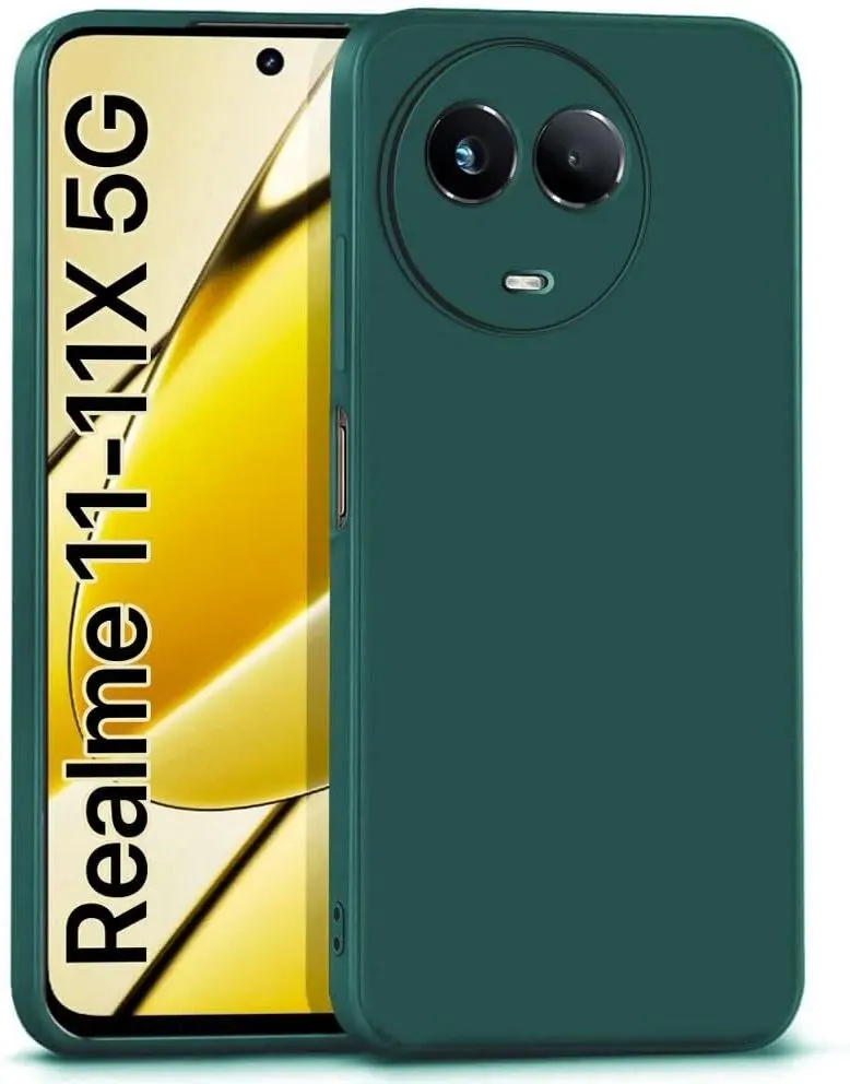 Micvir Back Cover for Realme 11 5G (Green, Dual Protection, Silicon, Pack of: 1)