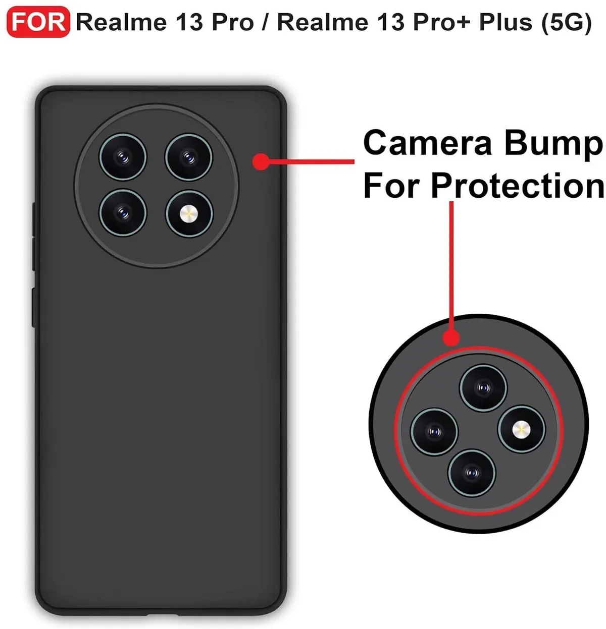 Micvir Back Cover for Realme 13 Plus 5G (Black, Dual Protection, Silicon, Pack of: 1) — image 2 of 5