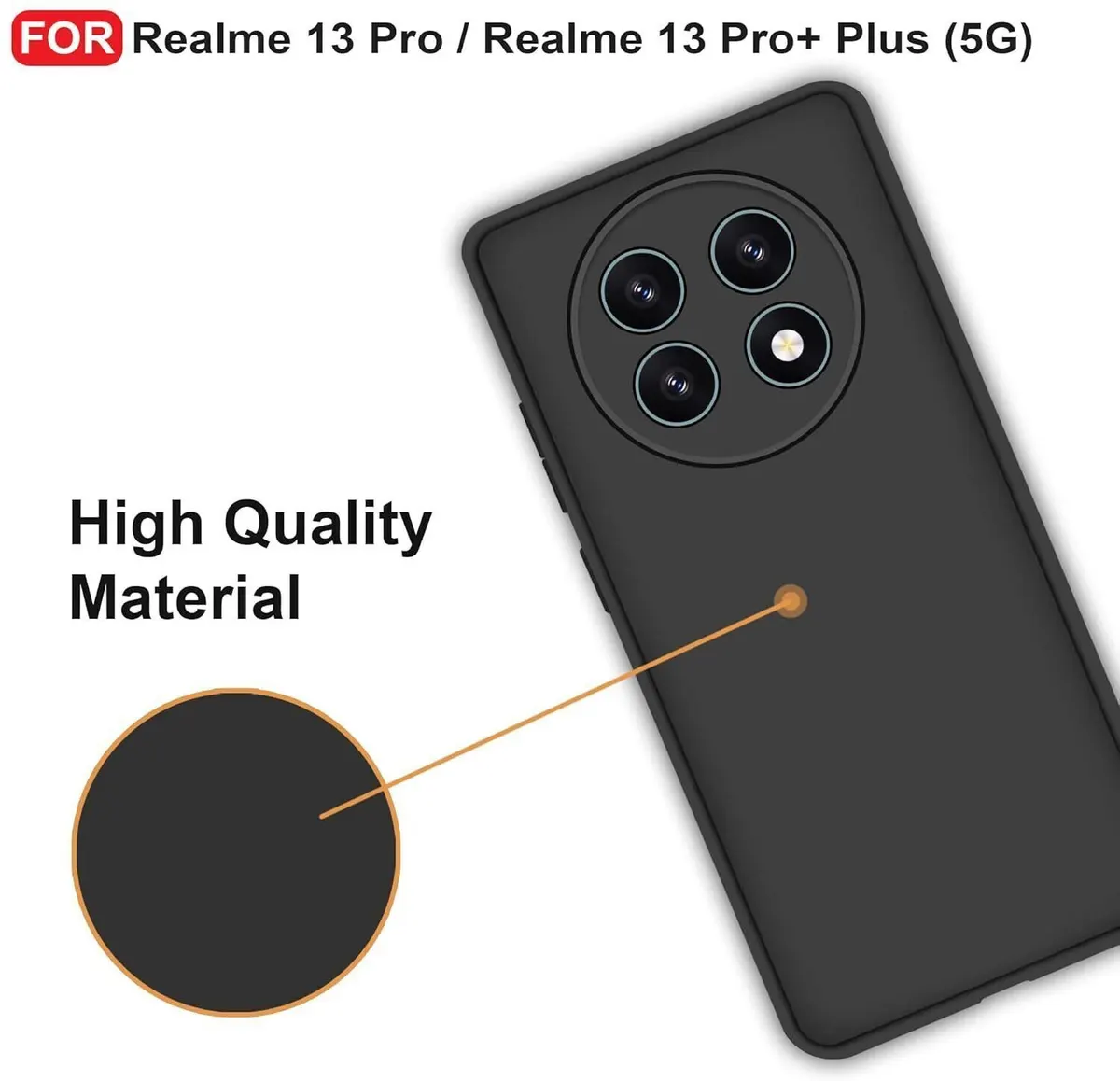 Micvir Back Cover for Realme 13 Plus 5G (Black, Dual Protection, Silicon, Pack of: 1) — image 3 of 5