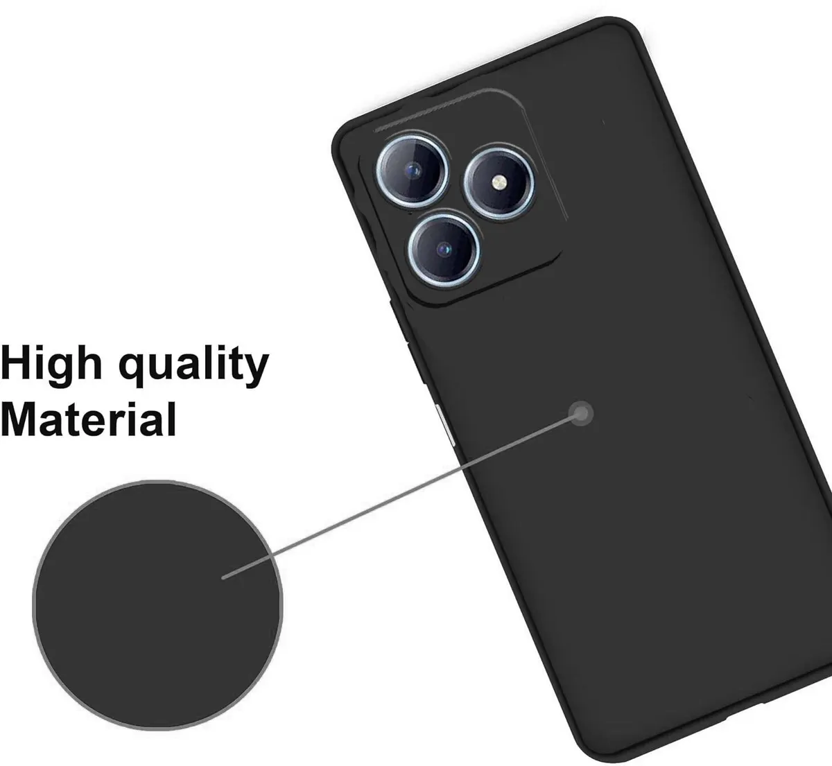 Micvir Back Cover for Realme Narzo N63 (Black, Dual Protection, Silicon, Pack of: 1) — image 2 of 5
