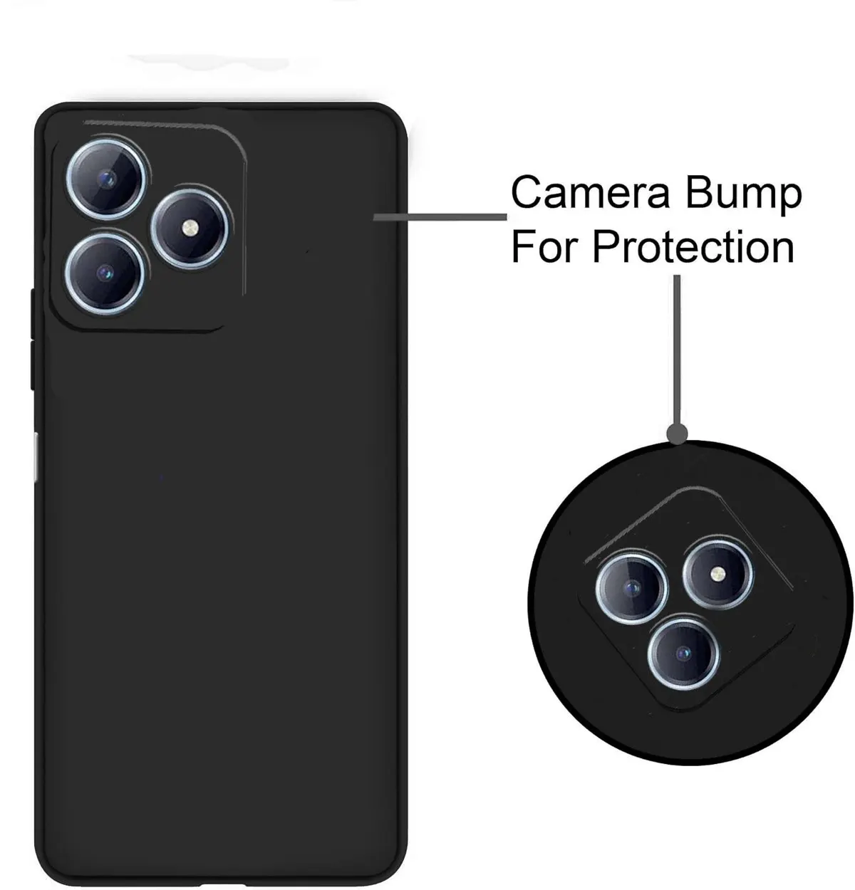 Micvir Back Cover for Realme Narzo N63 (Black, Dual Protection, Silicon, Pack of: 1) — image 3 of 5