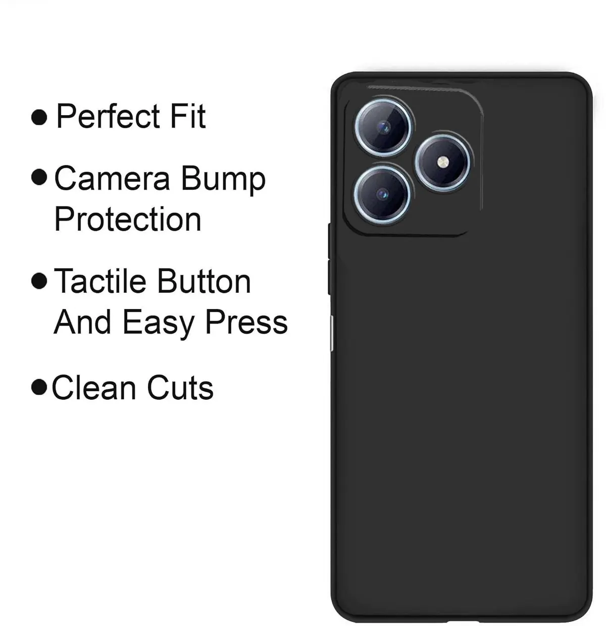 Micvir Back Cover for Realme Narzo N63 (Black, Dual Protection, Silicon, Pack of: 1) — image 4 of 5
