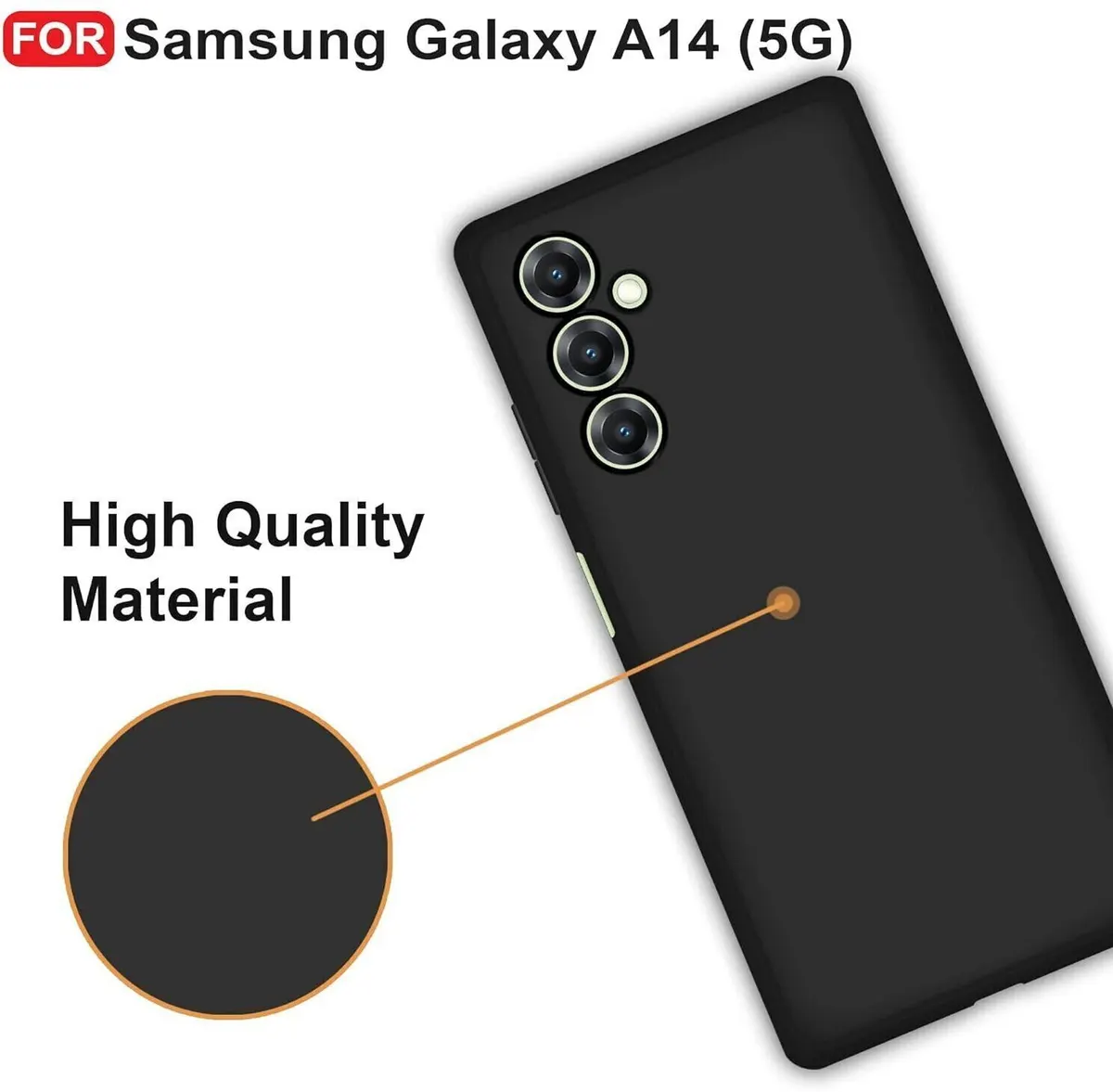 Micvir Back Cover for Samsung Galaxy A14 5G (Black, Dual Protection, Silicon, Pack of: 1) — image 3 of 5