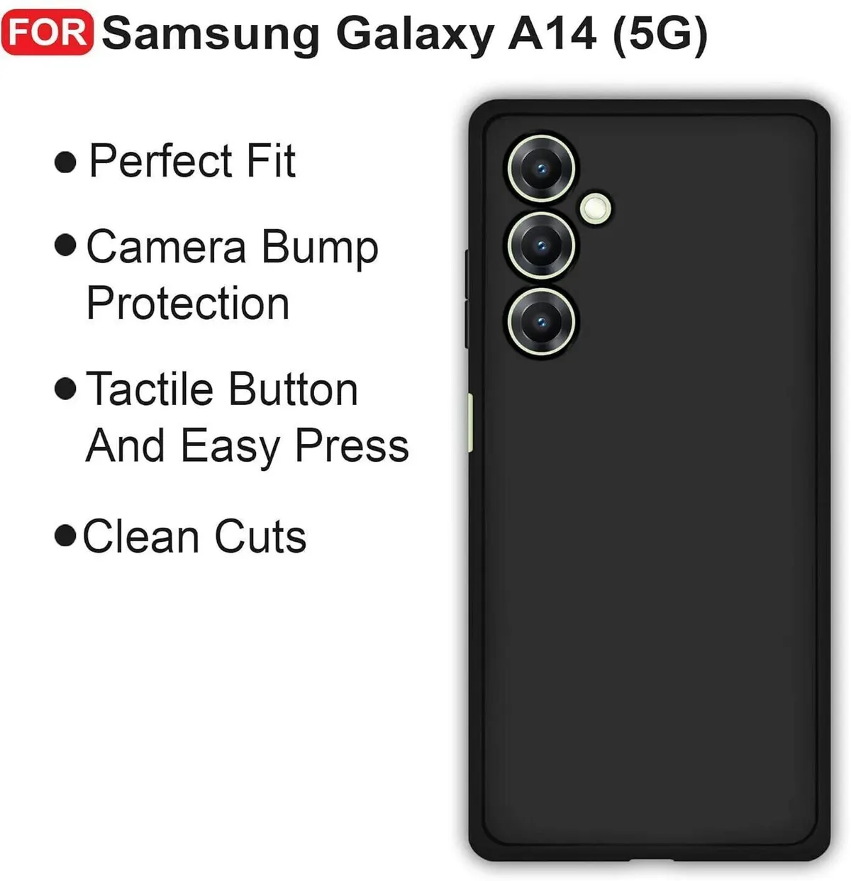Micvir Back Cover for Samsung Galaxy A14 5G (Black, Dual Protection, Silicon, Pack of: 1) — image 4 of 5