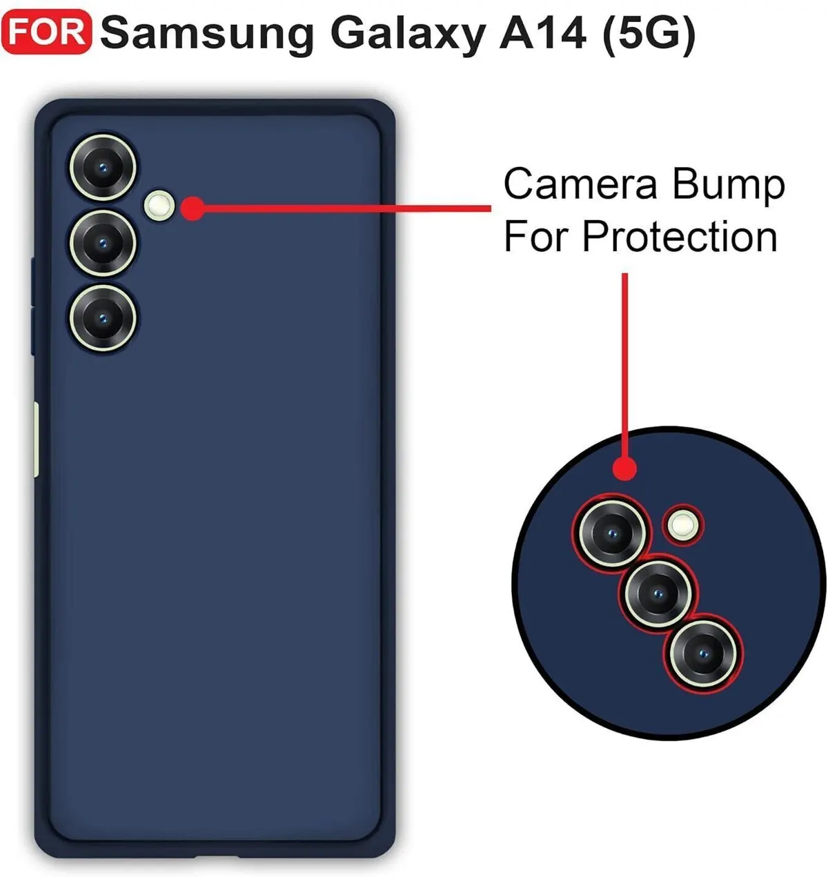 Micvir Back Cover for Samsung Galaxy A14 5G (Blue, Dual Protection, Silicon, Pack of: 1) — image 2 of 5