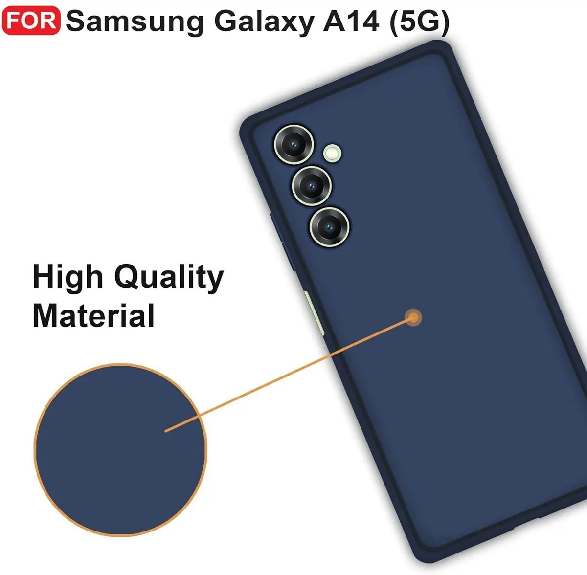 Micvir Back Cover for Samsung Galaxy A14 5G (Blue, Dual Protection, Silicon, Pack of: 1) — image 3 of 5
