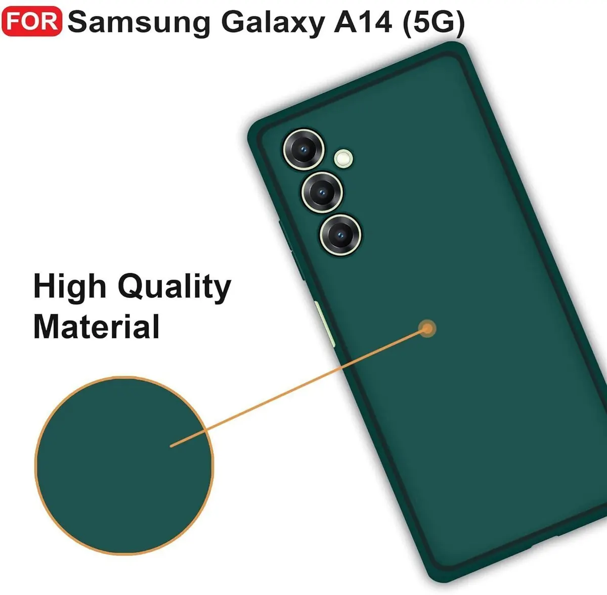 Micvir Back Cover for Samsung Galaxy A14 5G (Green, Dual Protection, Silicon, Pack of: 1) — image 3 of 5