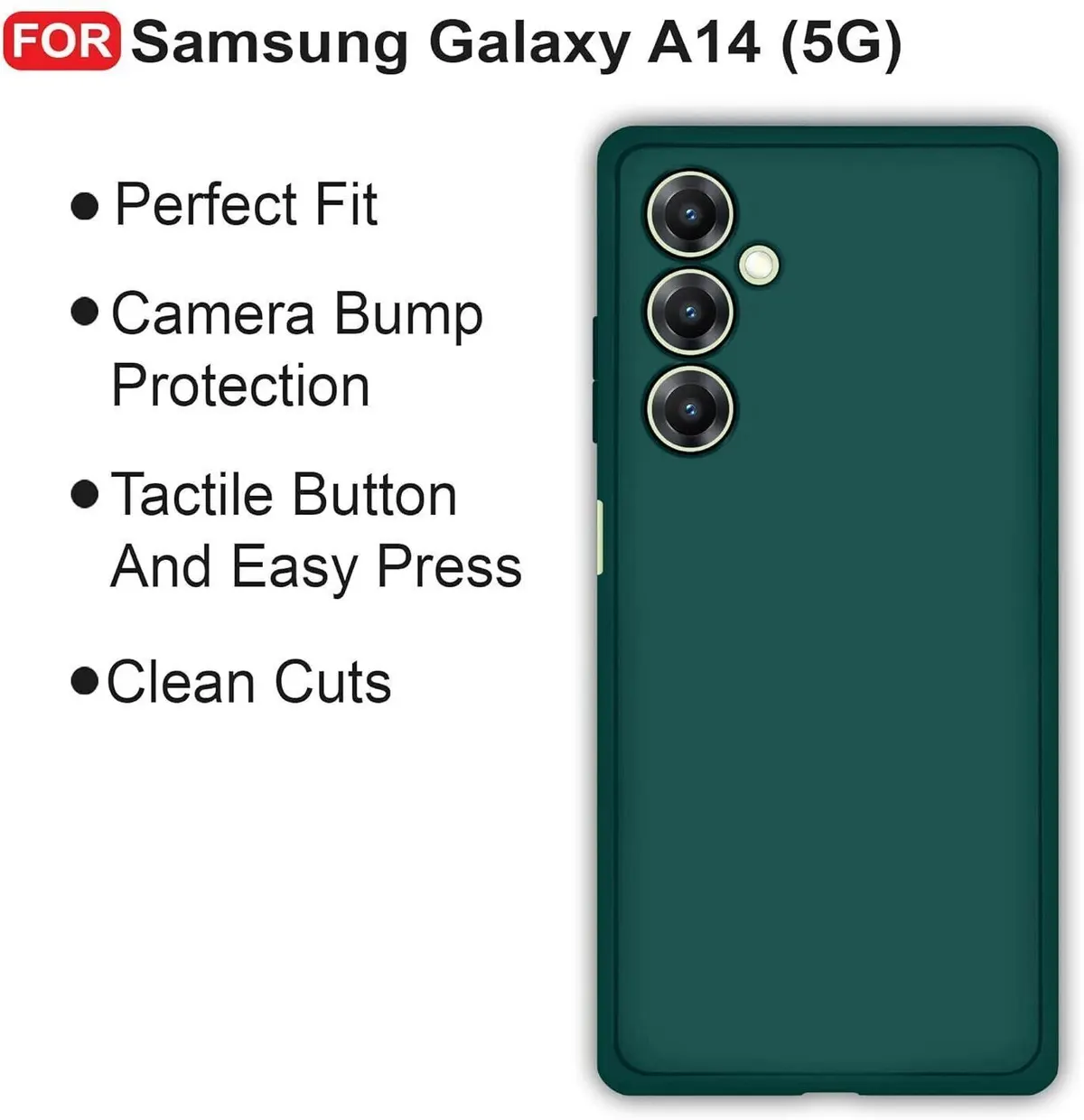 Micvir Back Cover for Samsung Galaxy A14 5G (Green, Dual Protection, Silicon, Pack of: 1) — image 4 of 5